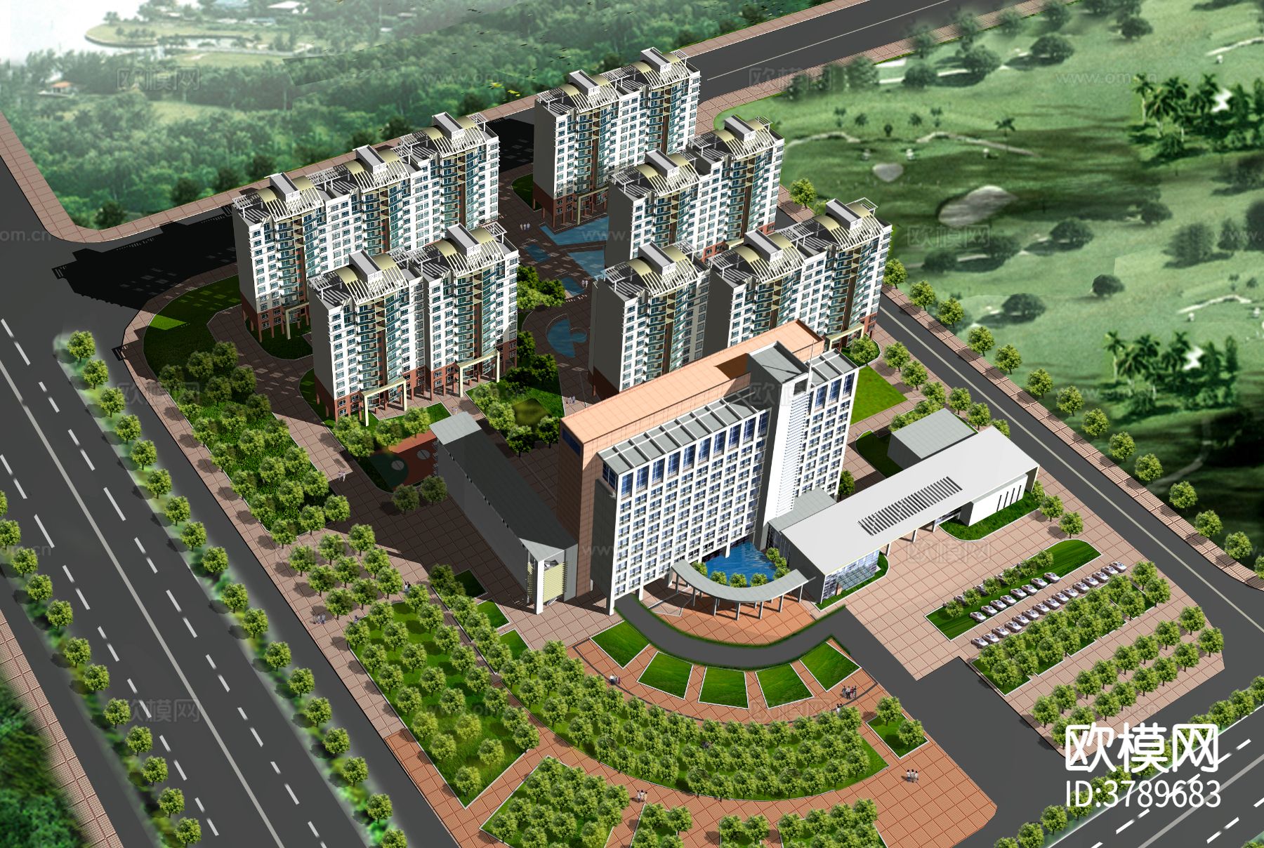 现代办公楼效果图下载（渲染图6）