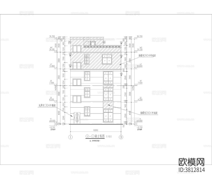自建房cad施工圖下載(渲染圖4)