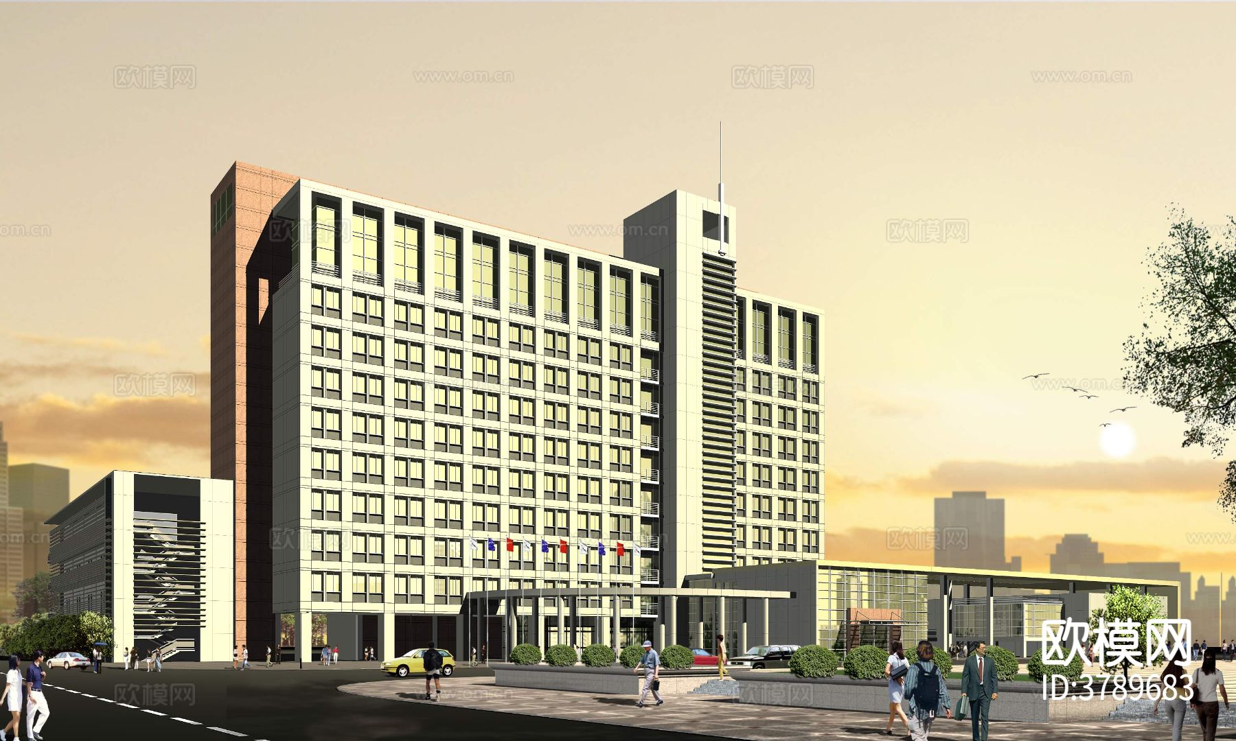 现代办公楼效果图下载（渲染图1）