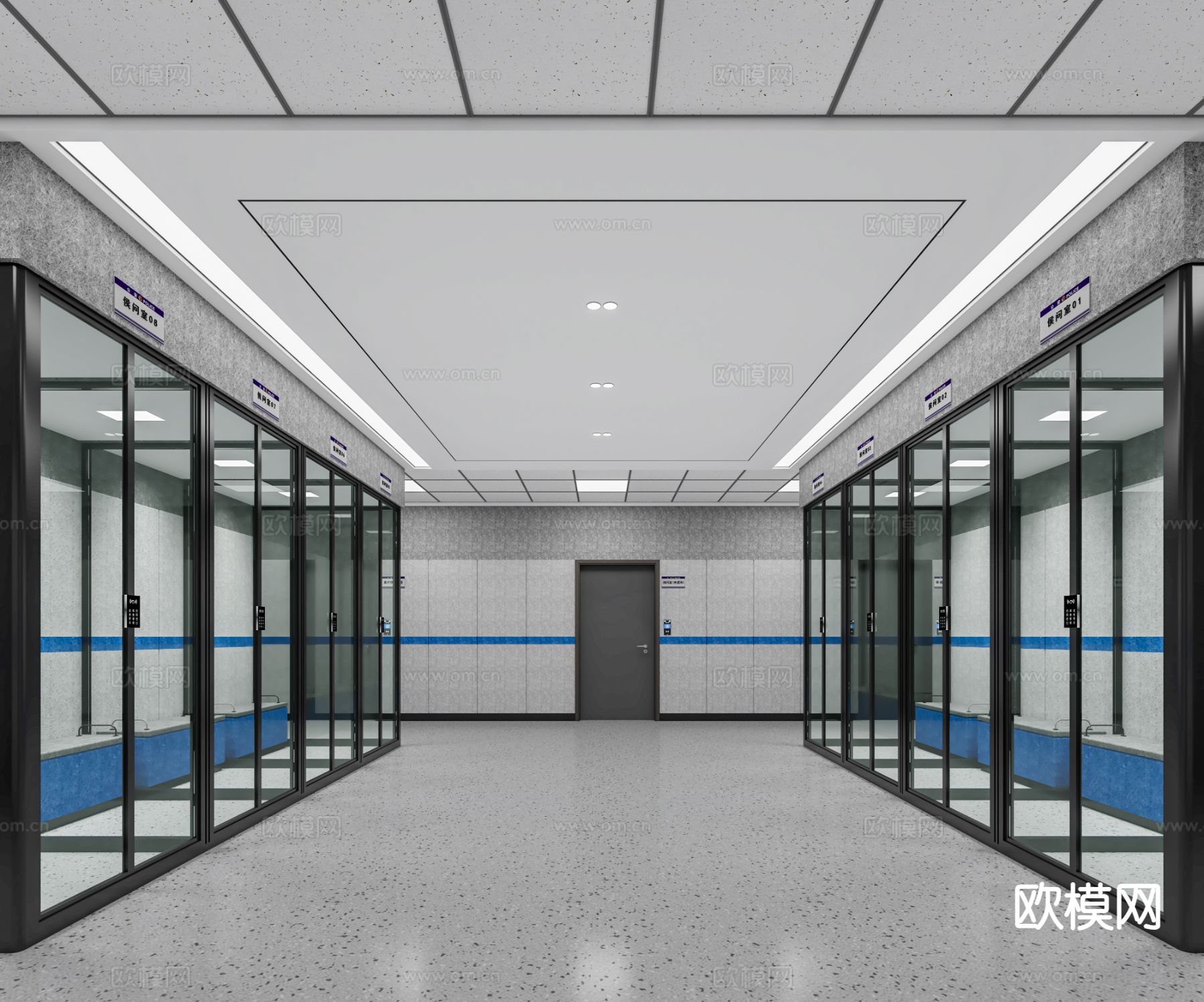 现代侯问室 过道3d模型下载（渲染图2）