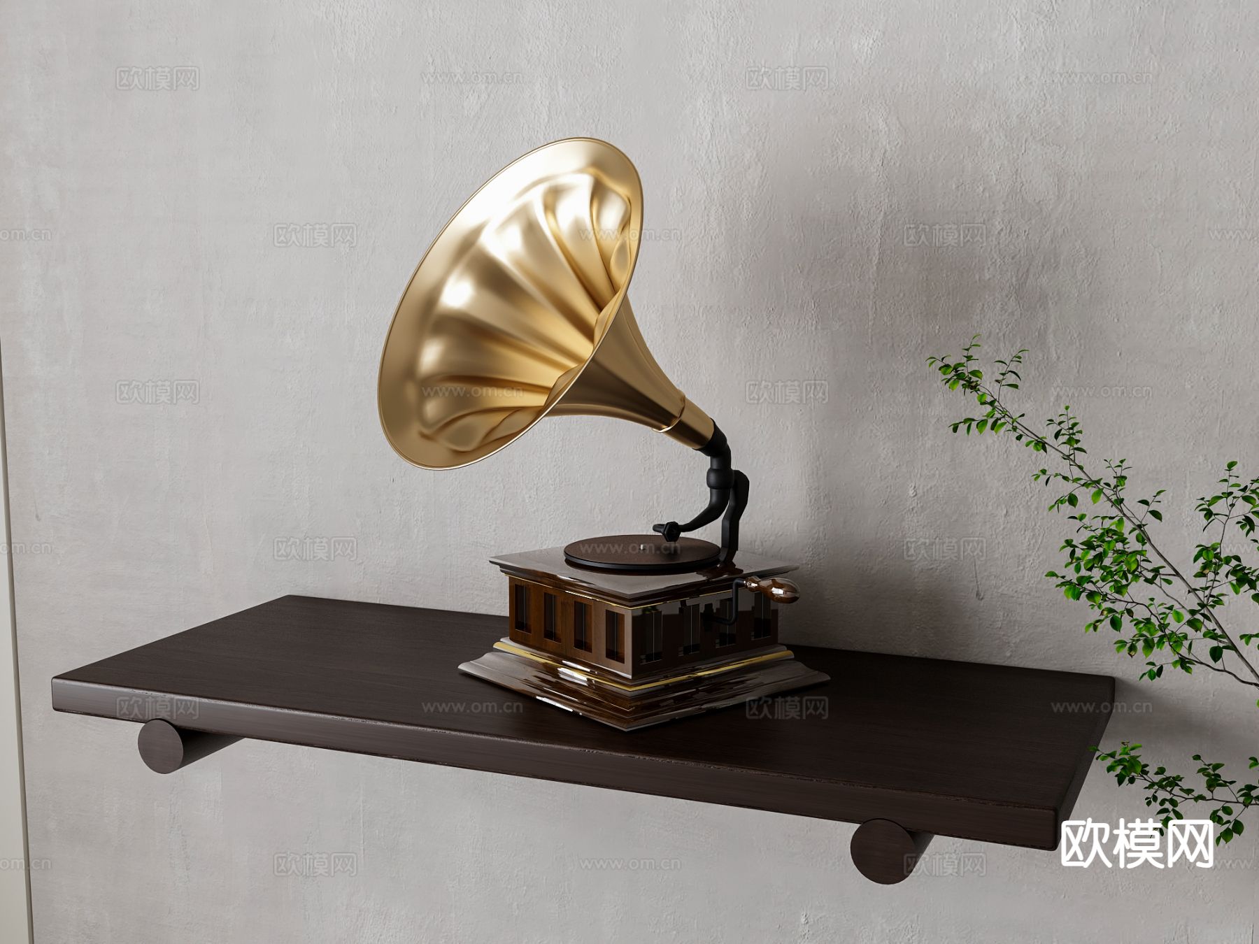 美式留声机su模型下载（渲染图2）