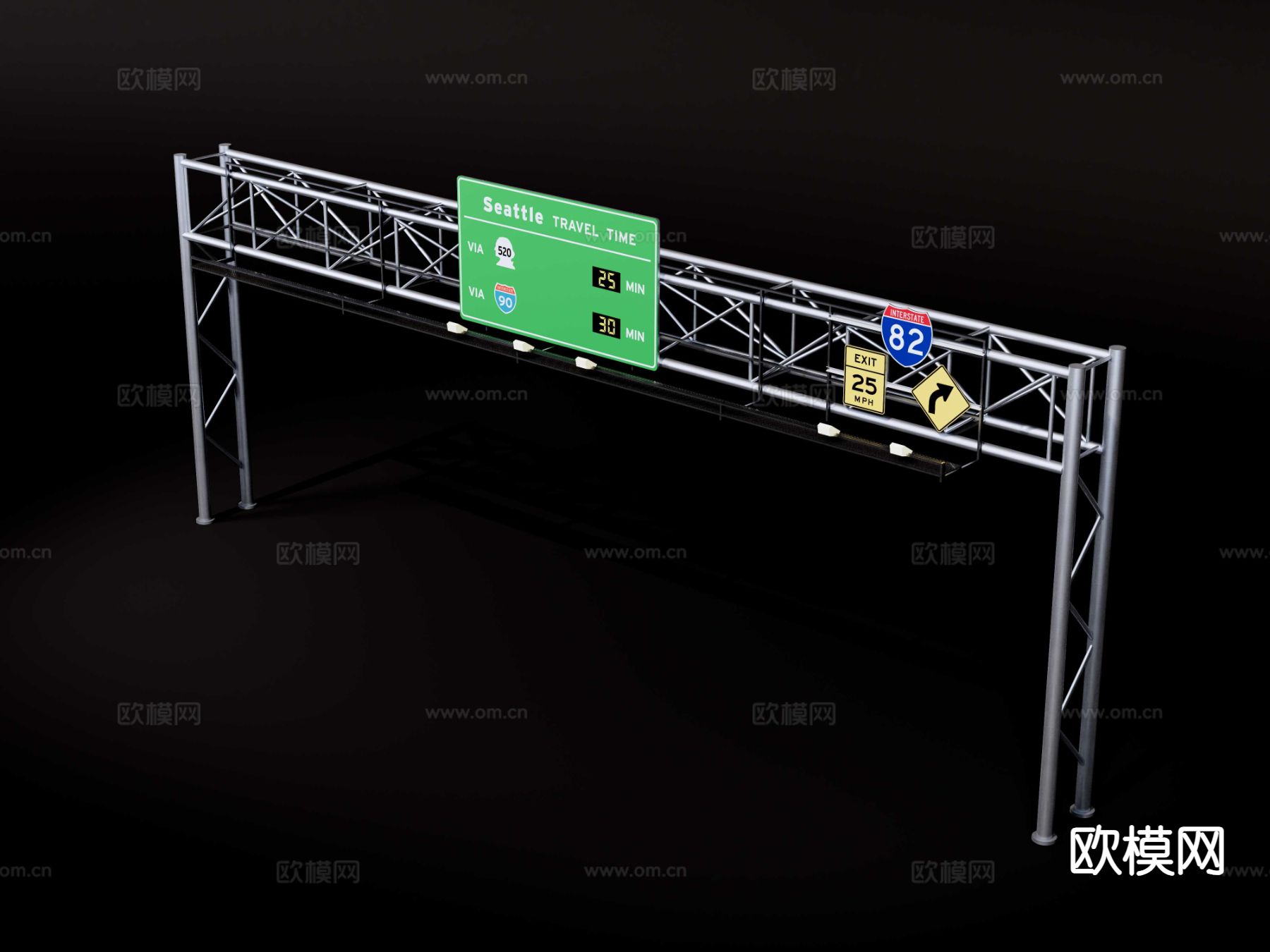 现代高速公路路标su模型