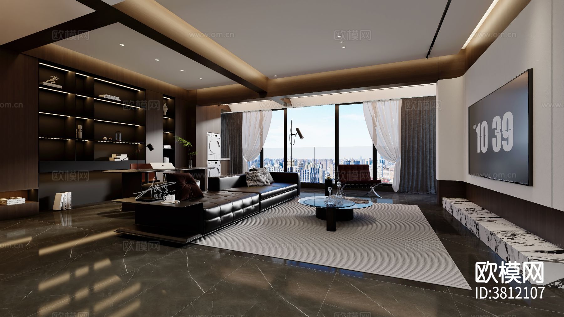 意式轻奢客餐厅效果图下载（渲染图1）