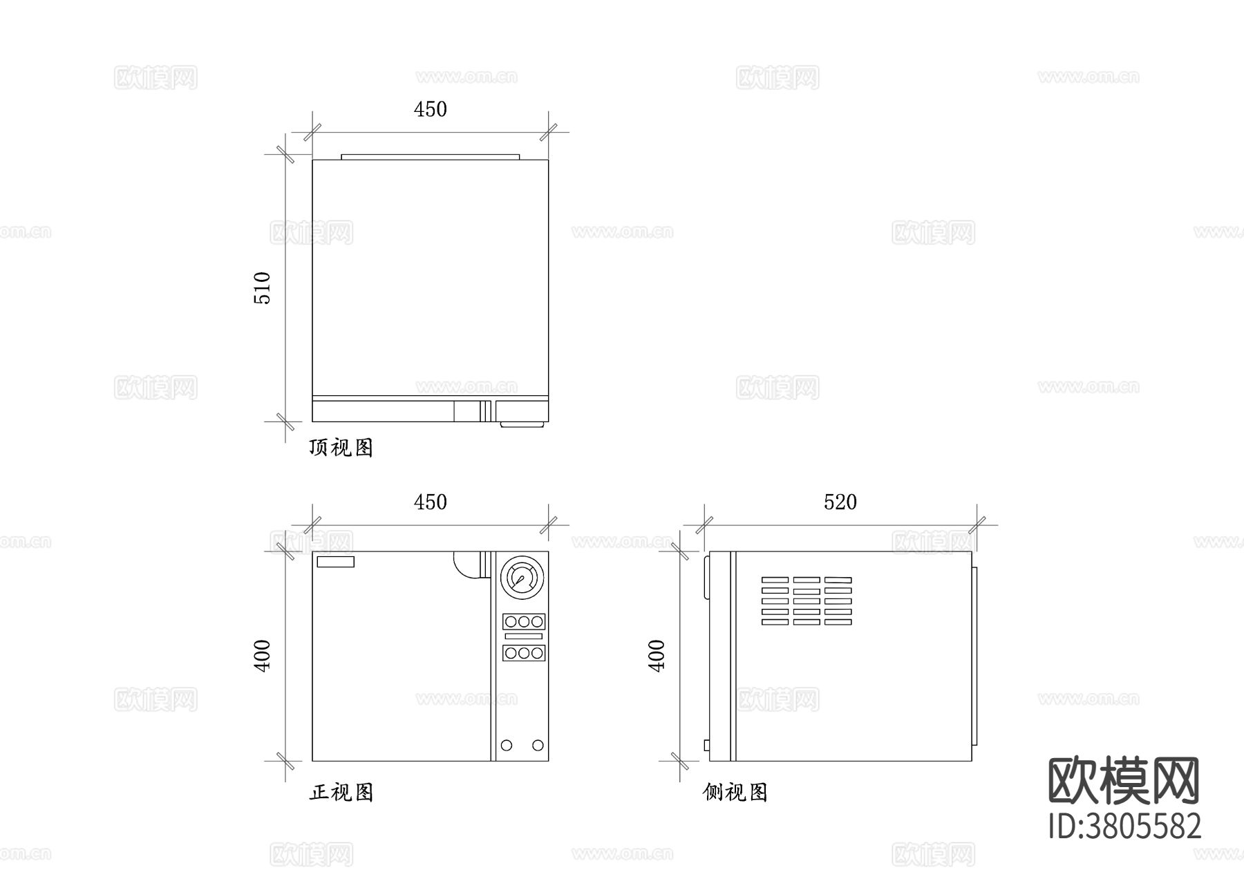 牙科灭菌器CAD三视图