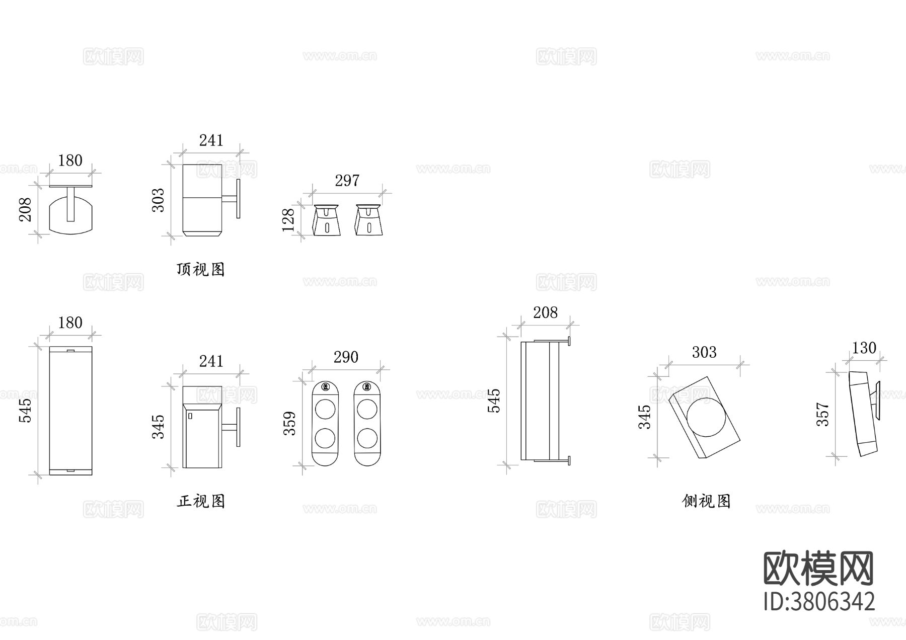 壁挂扬声器平面图 壁挂扬声器结构图 三视图