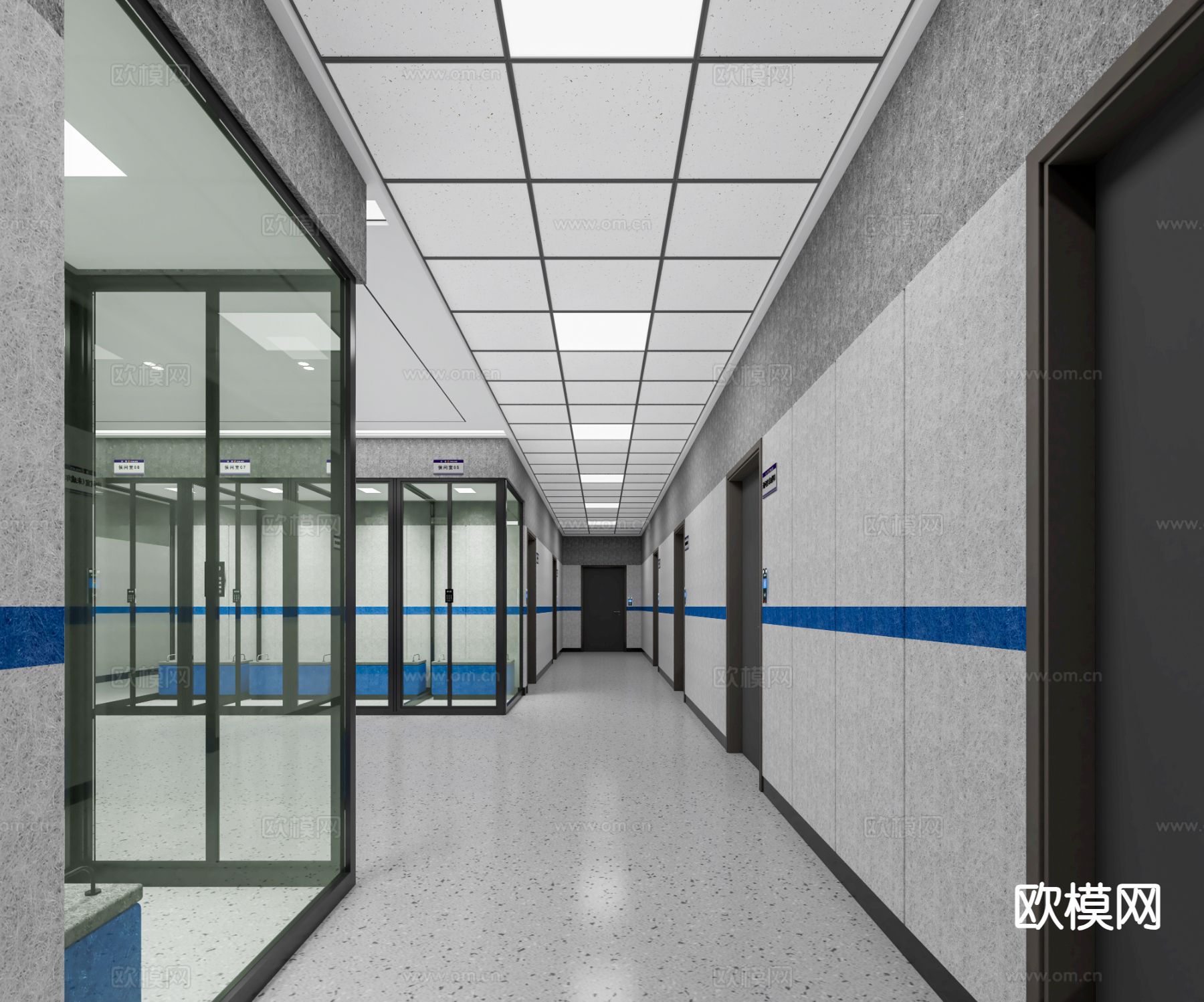 现代侯问室 过道3d模型下载（渲染图1）