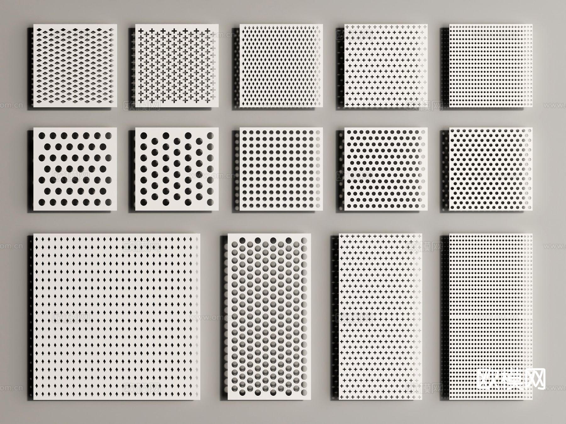 现代冲孔板 镂空板 护墙板3d模型