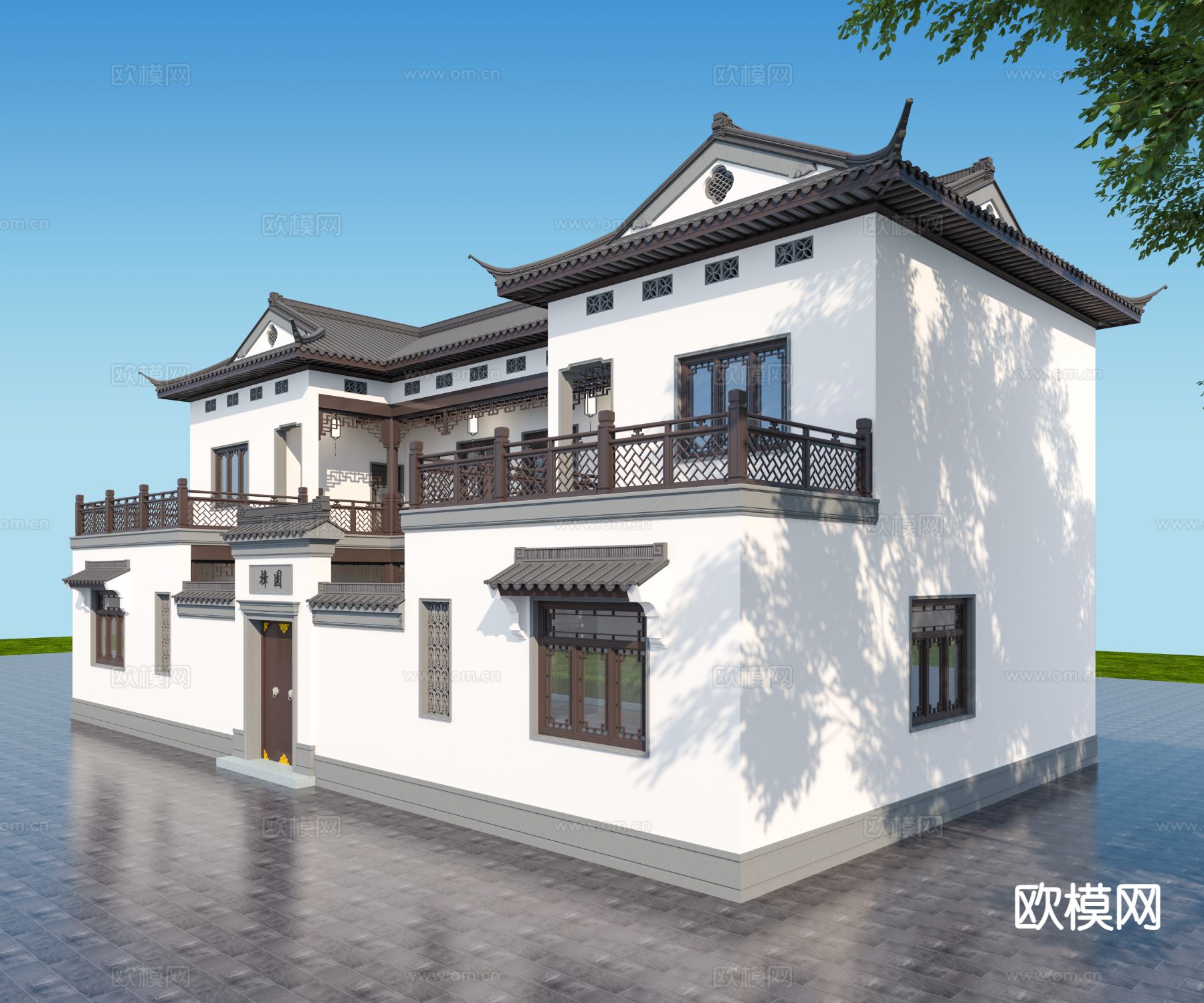 中式三合院 四合院3d模型