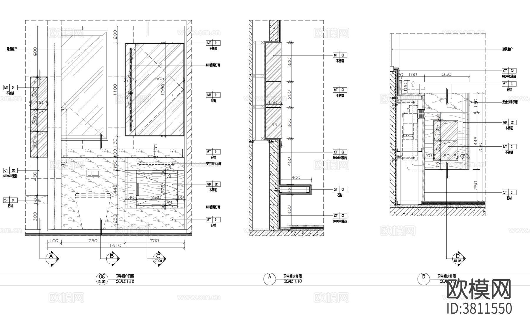 90m²小平层家装cad施工图