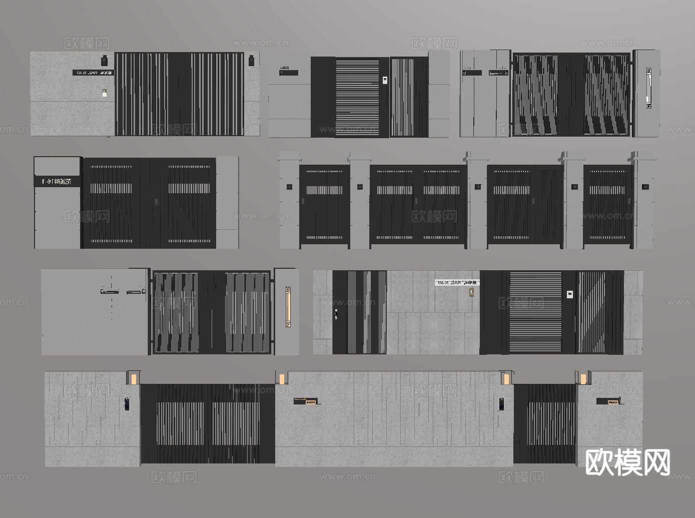 别墅大门 庭院门 栅格门su模型