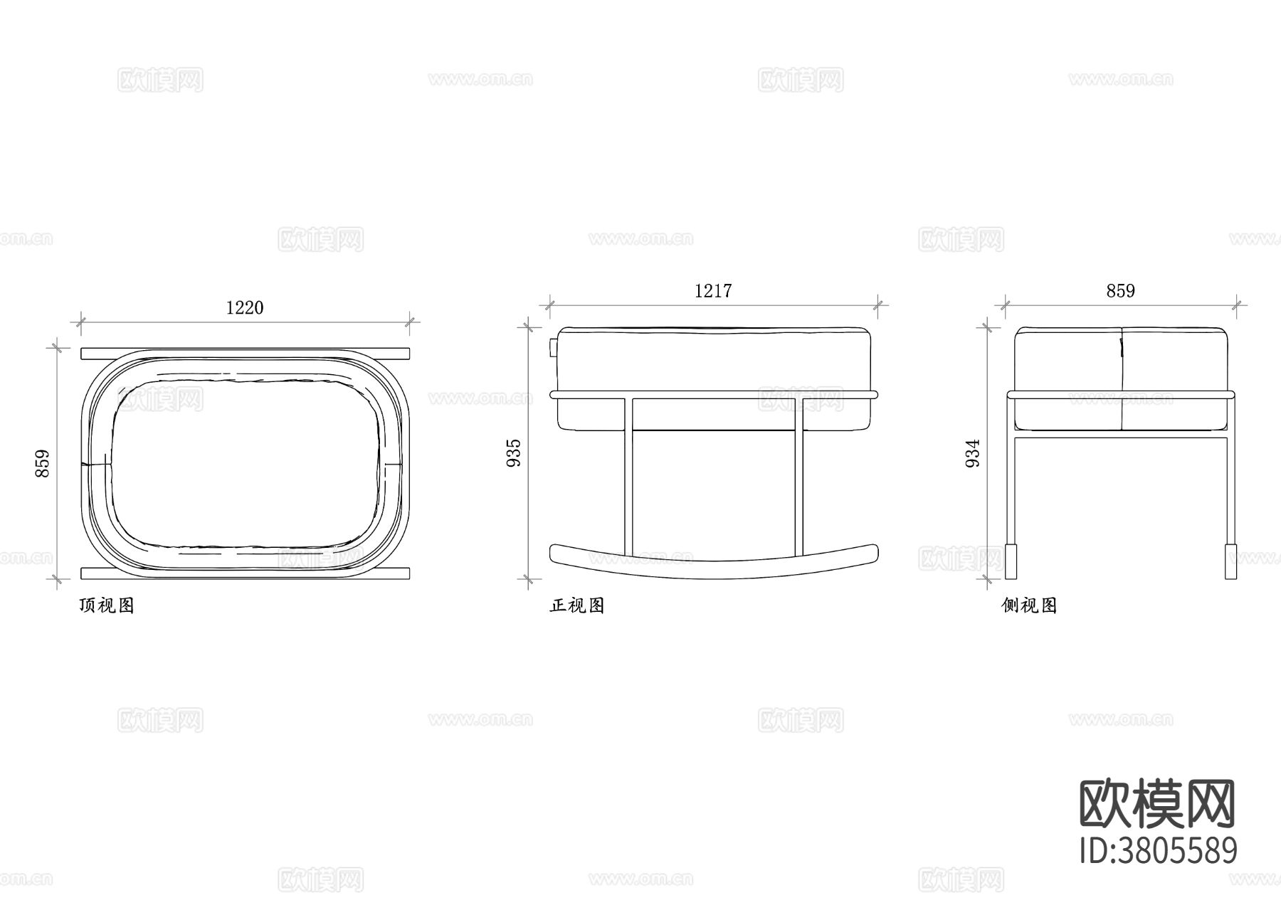婴儿摇篮CAD三视图