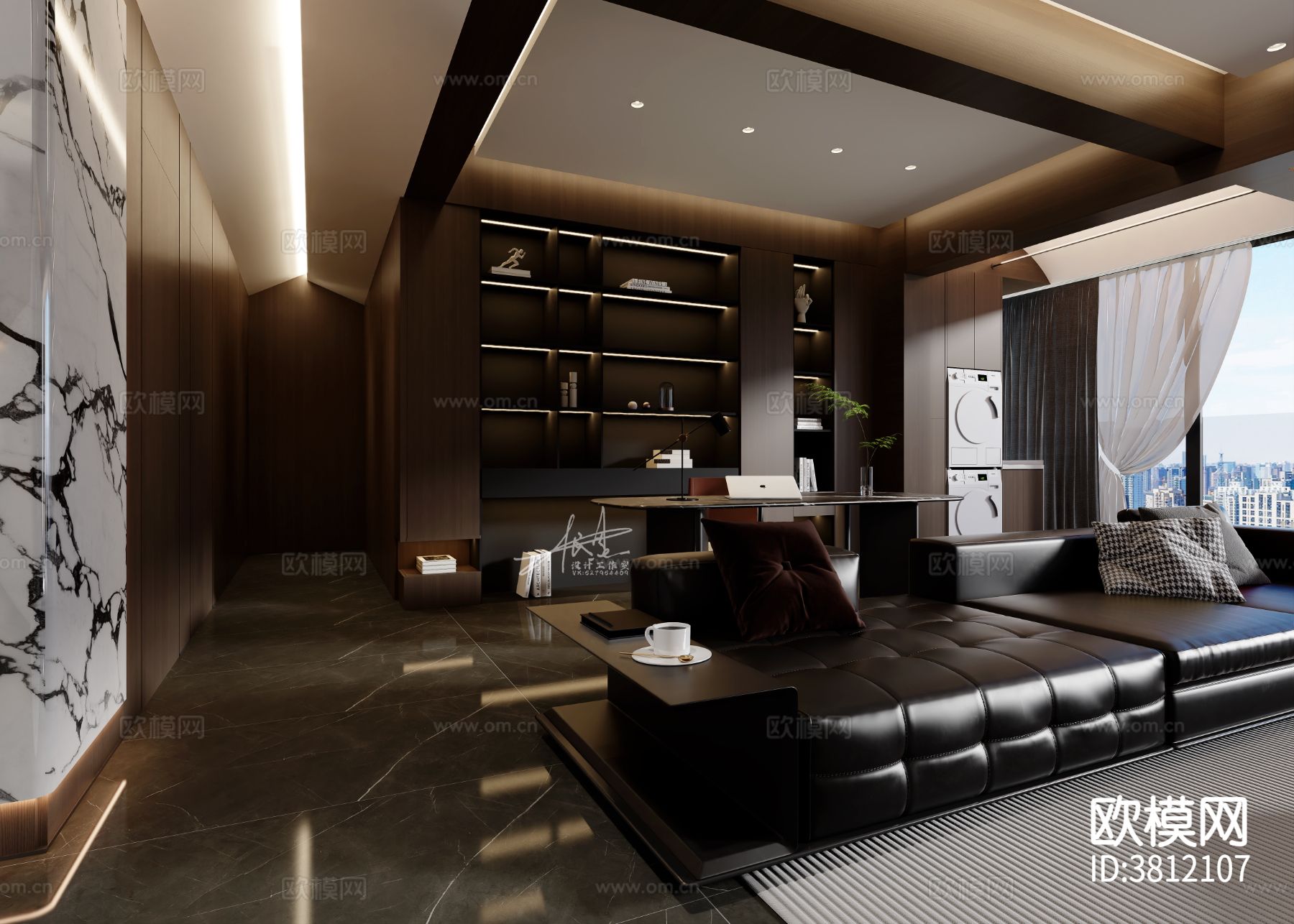 意式轻奢客餐厅效果图下载（渲染图3）