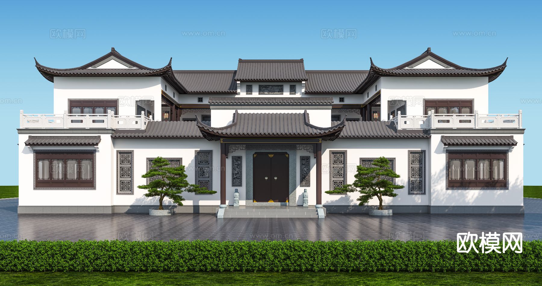 中式四合院 三合院3d模型