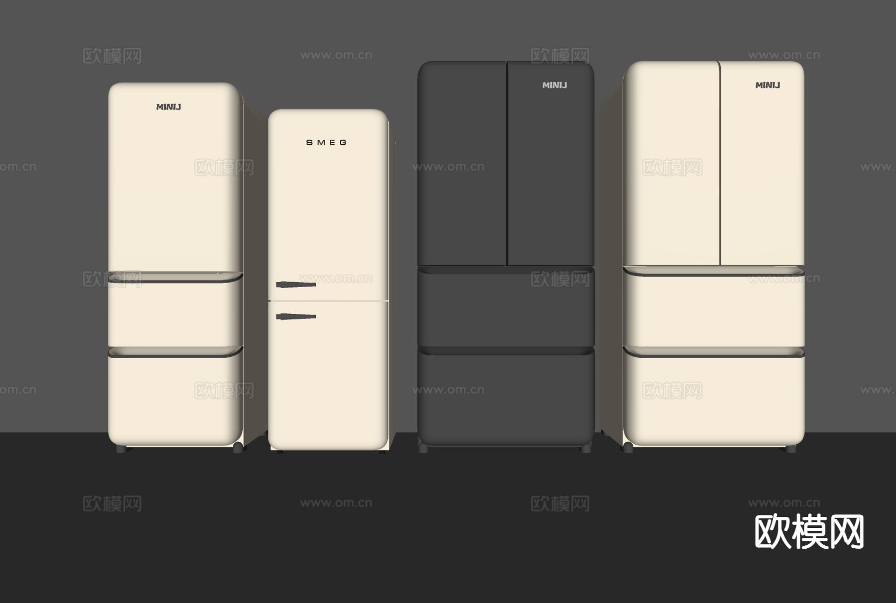 法式冰箱 复古冰箱su模型