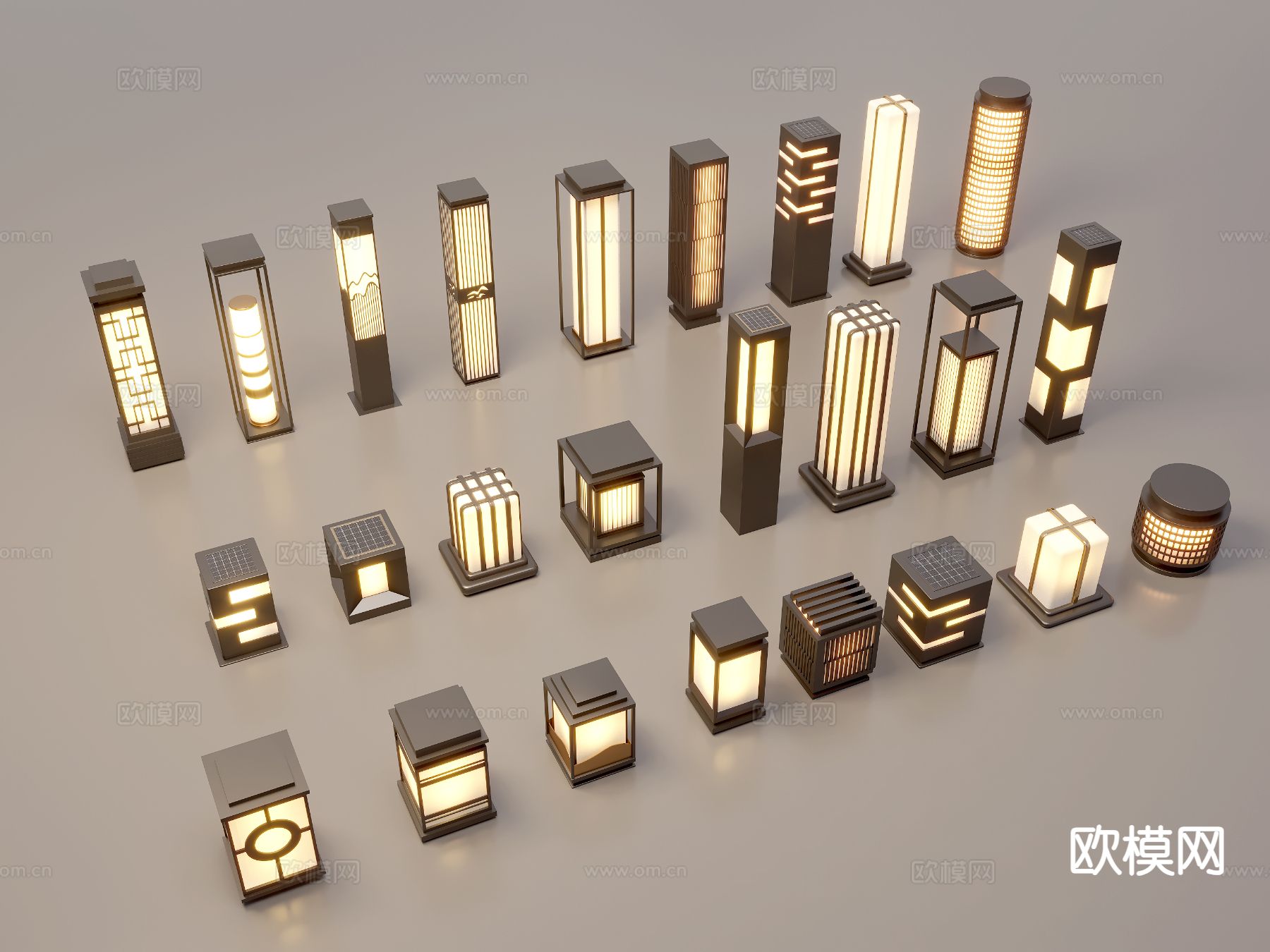 中式景观灯 草坪灯 庭院灯 户外灯3d模型下载