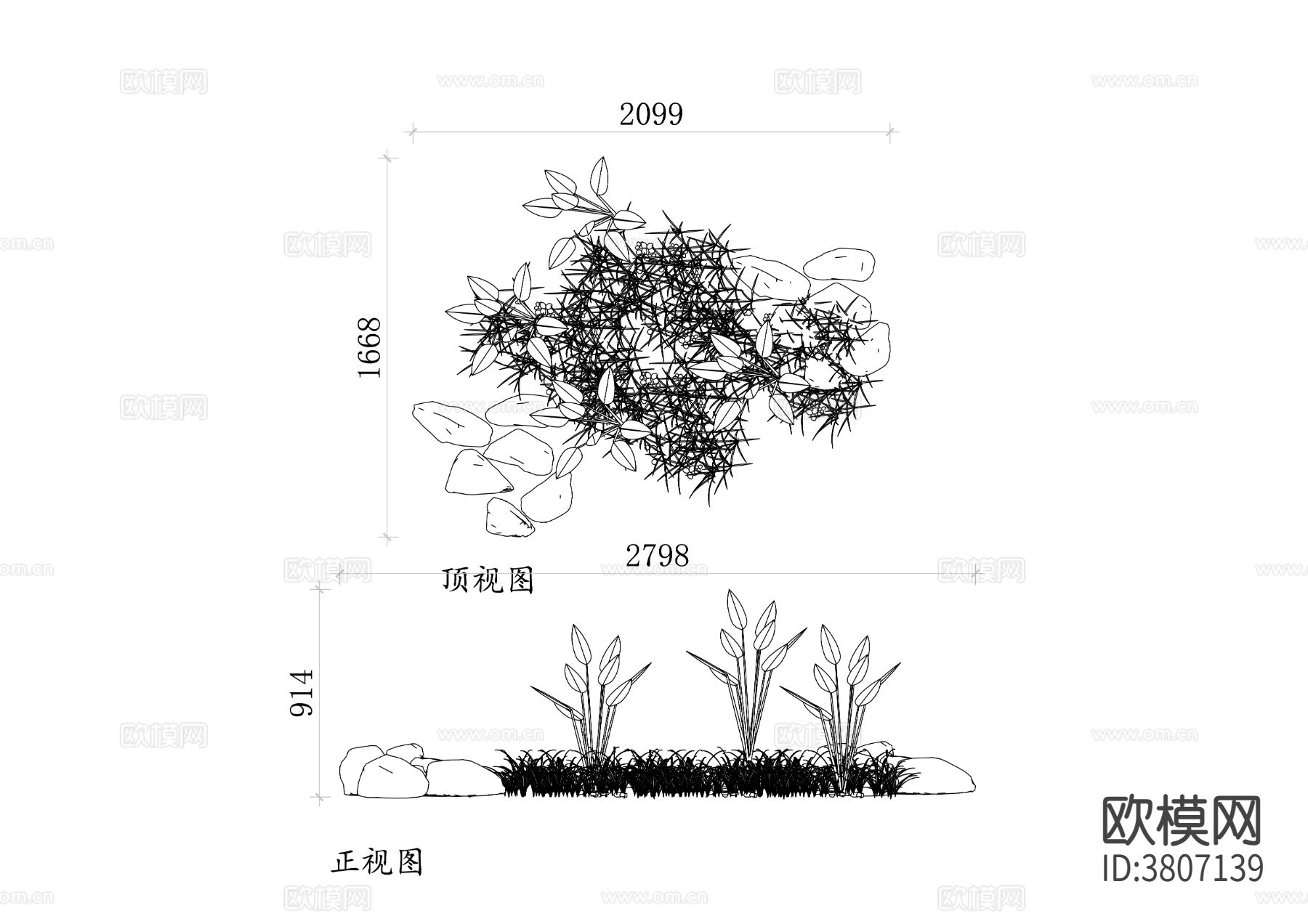 草和石头平面图