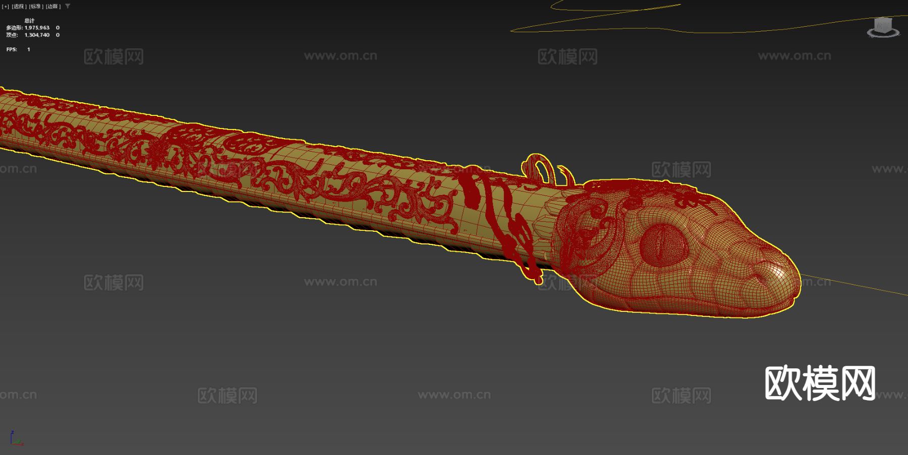 黄金蛇 中式纹路 首饰免费3d模型