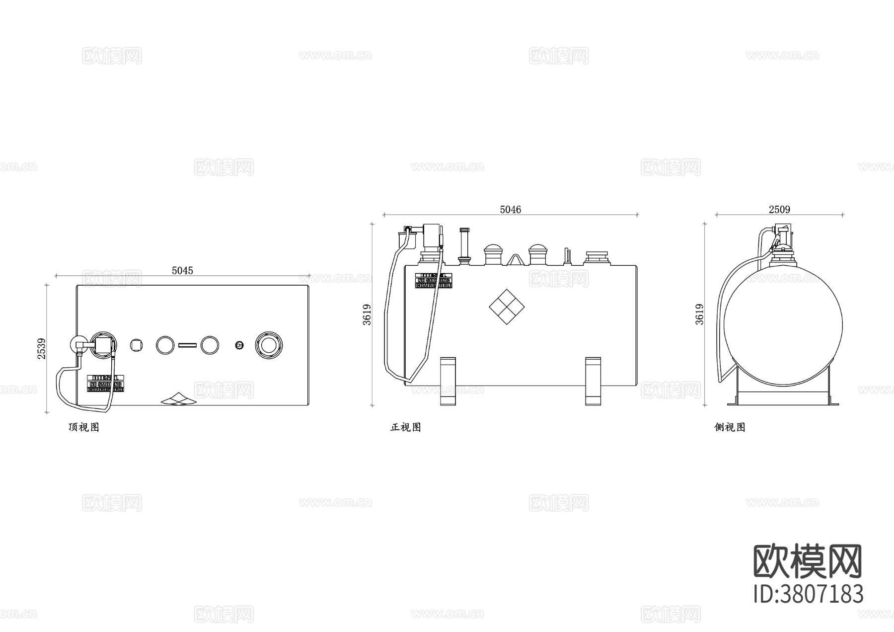 柴油储罐CAD三视图
