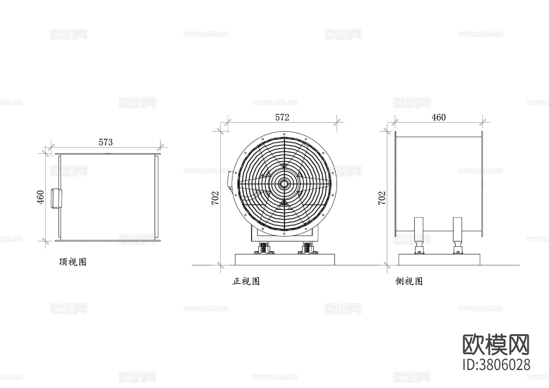 轴流风扇CAD三视图