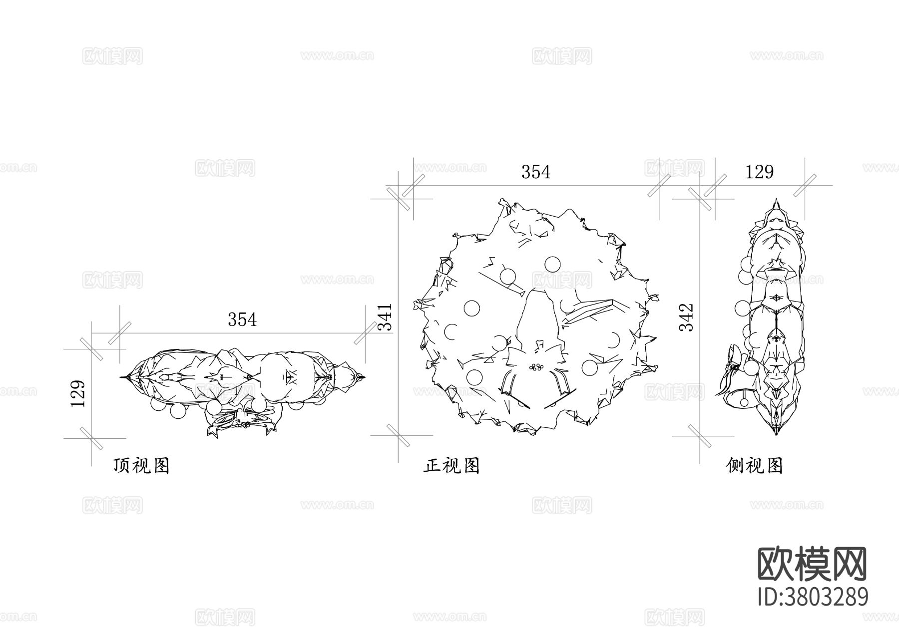 圣诞花环CAD三视图