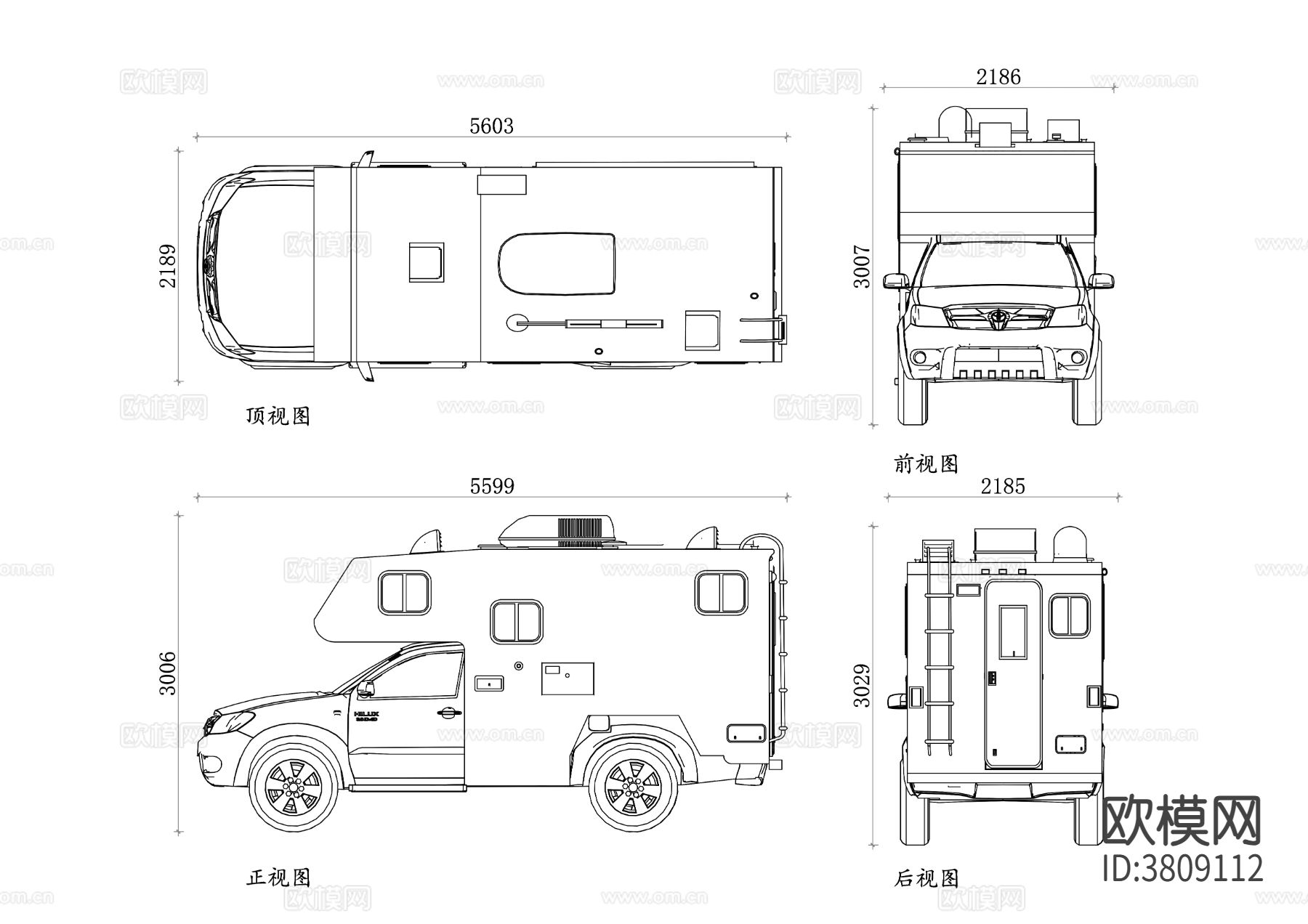 丰田露营车平面图 丰田露营车结构图