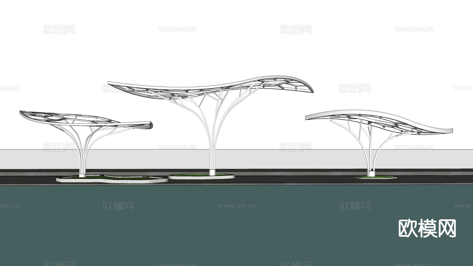 景观廊架 异形廊架su模型