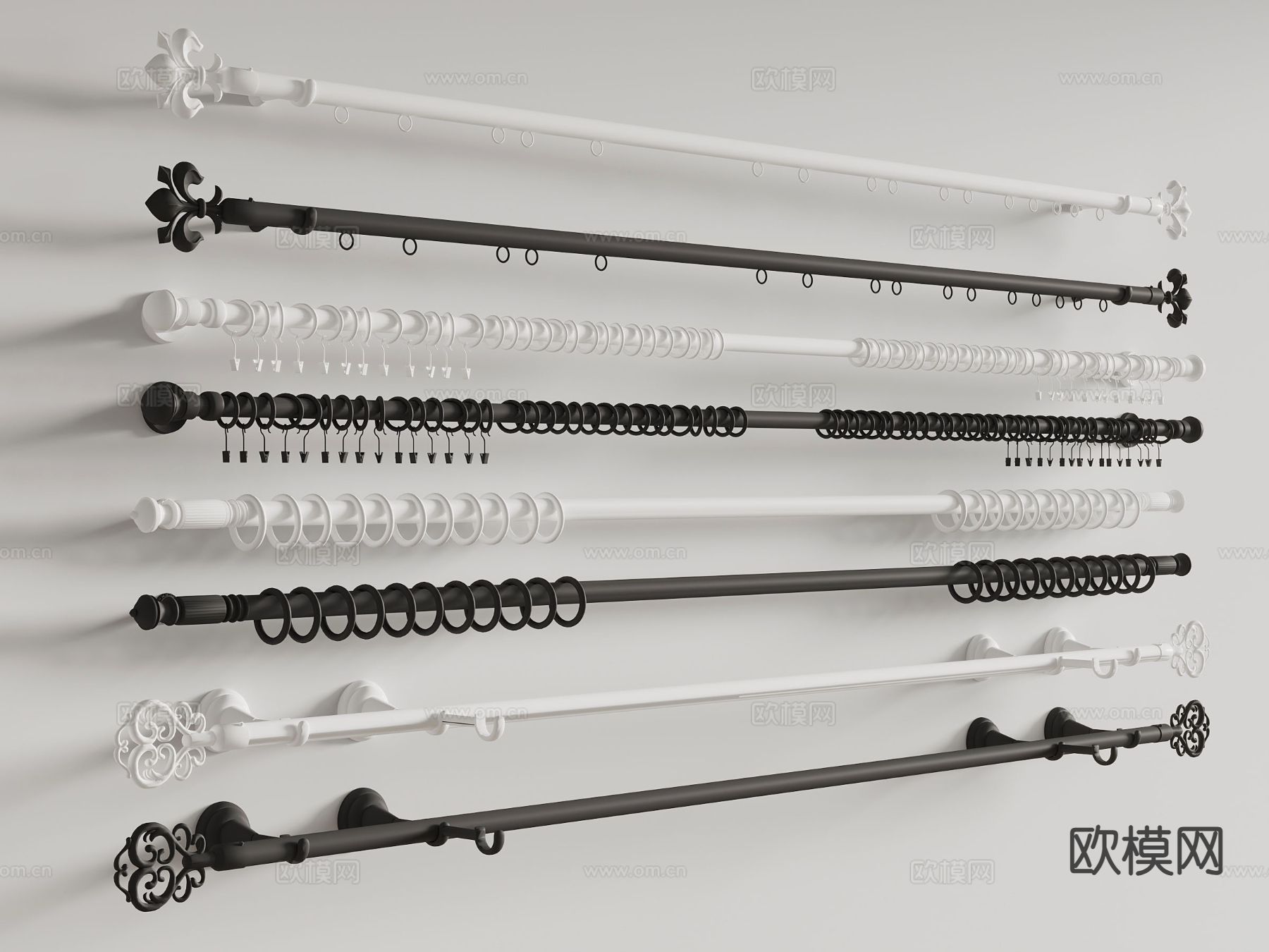 窗帘杆 罗马窗帘杆3d模型下载