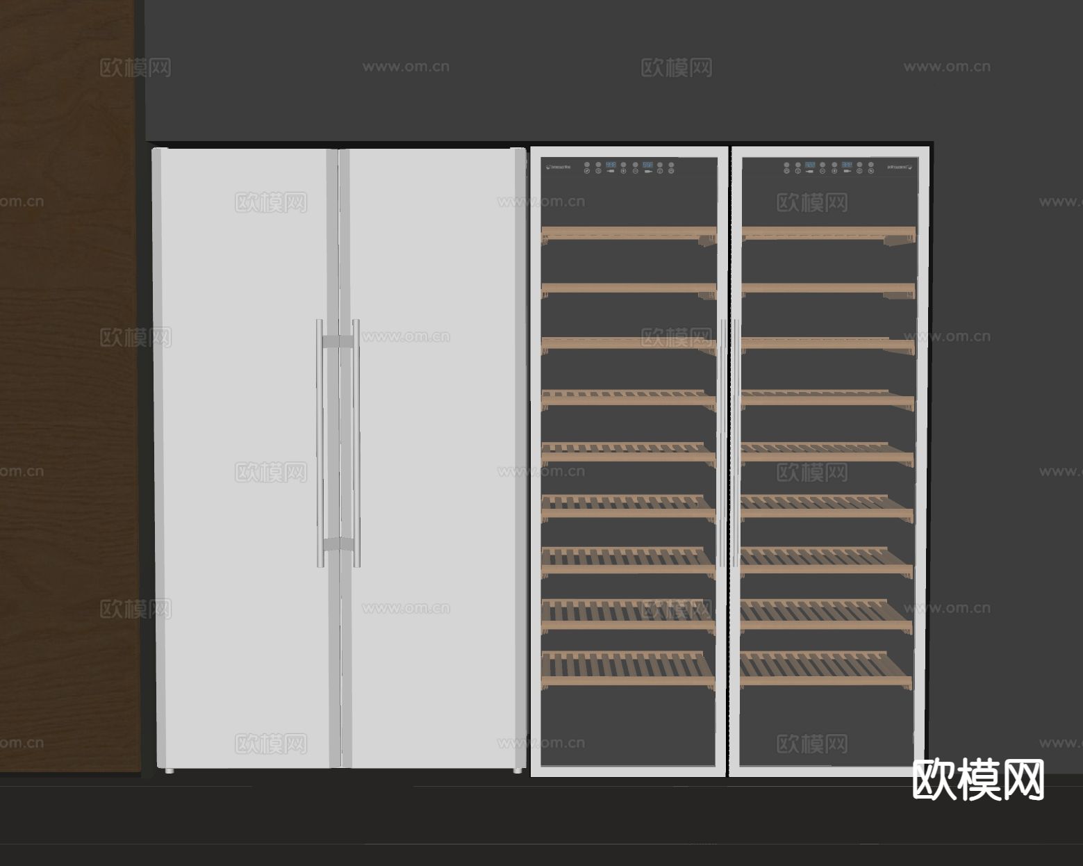 现代冰箱 玻璃酒柜su模型