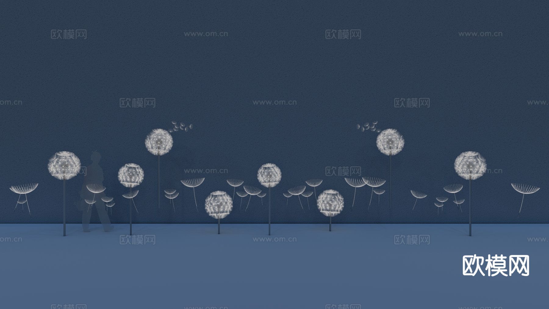 现代蒲公英雕塑 艺术雕塑 蒲公英景观灯su模型