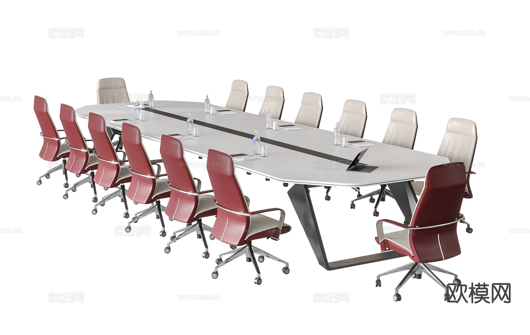 现代会议桌椅 办公椅 长会议桌su模型下载（渲染图2）