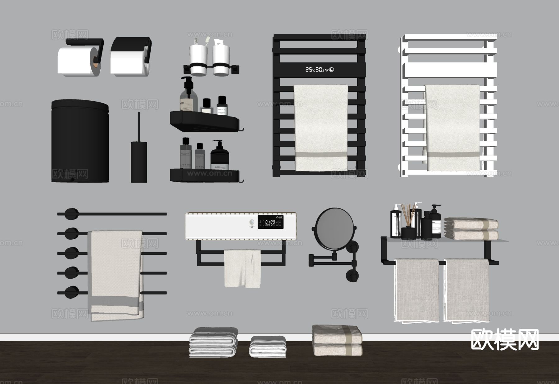 电热毛巾架 浴巾架su模型