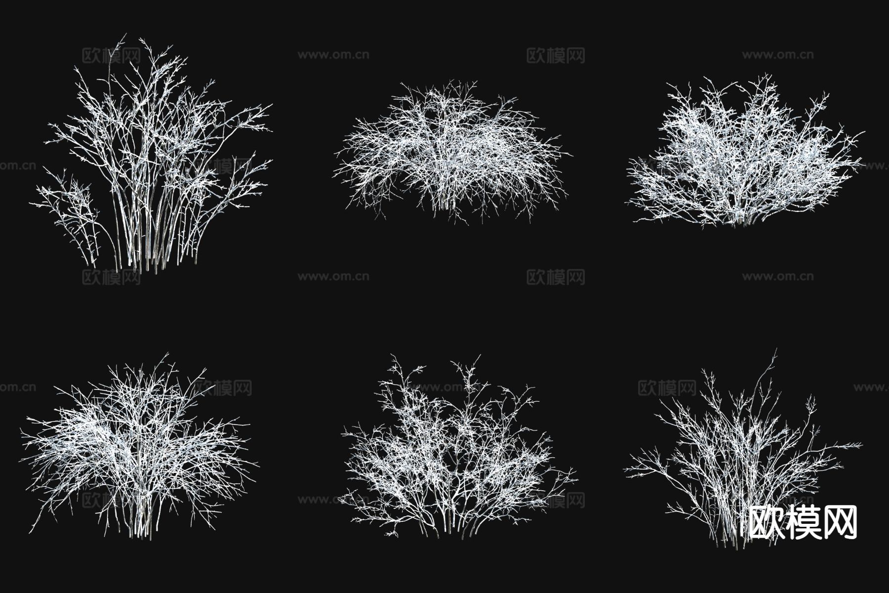 光烟草灌木 雪景灌木 草3d模型