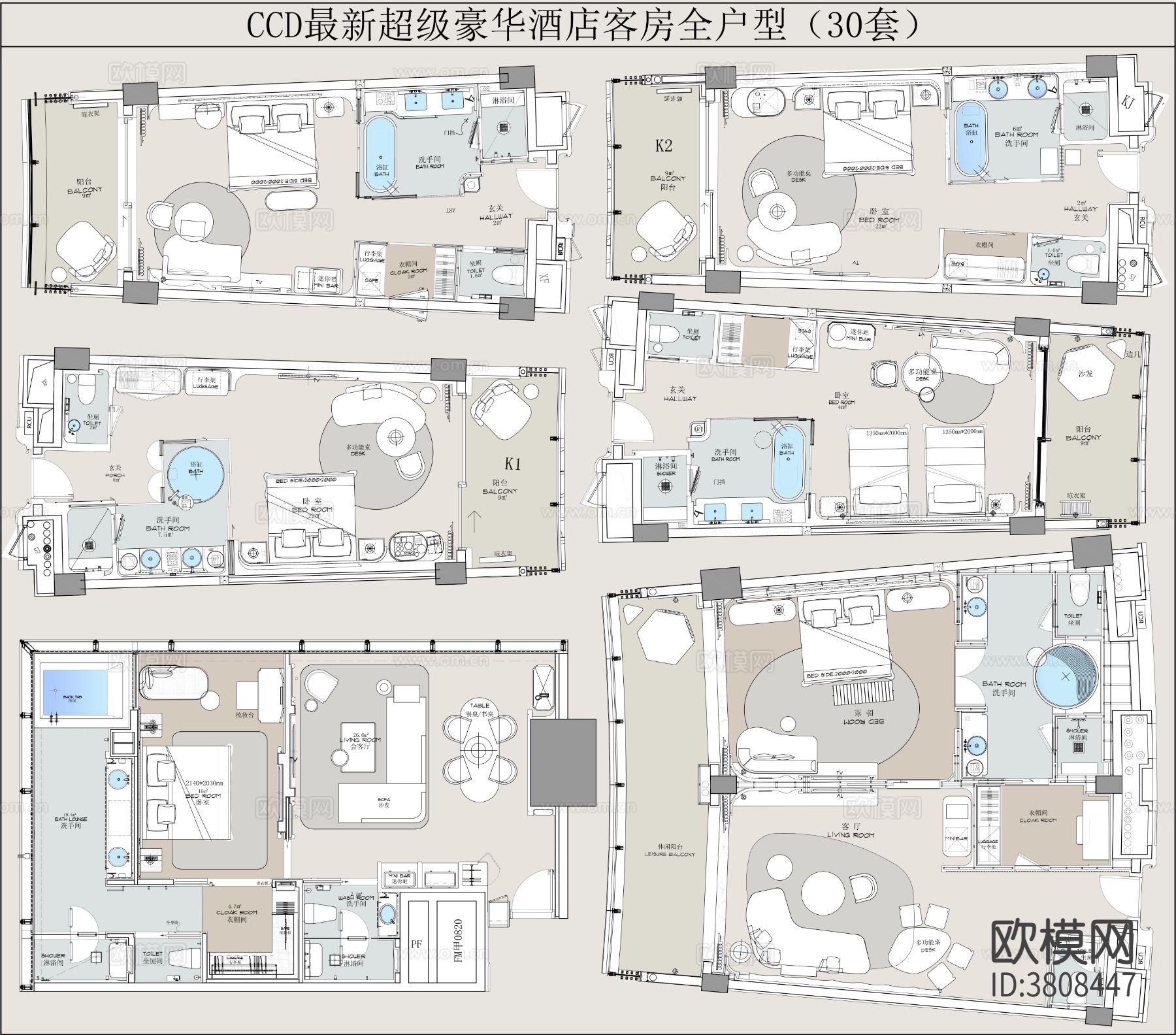 CCD超豪华酒店客房全户型图