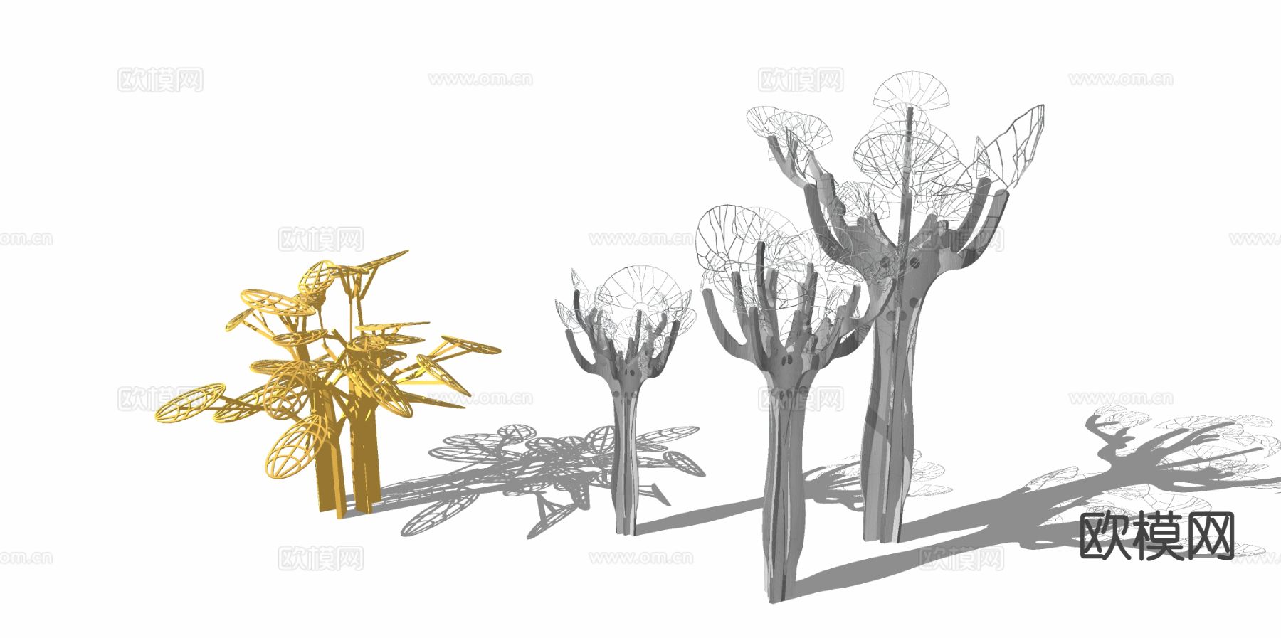 现代植物雕塑 树雕塑 艺术雕塑su模型