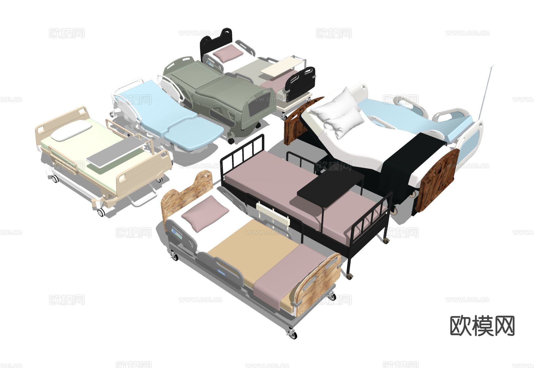 医疗护理床 多功能病床su模型