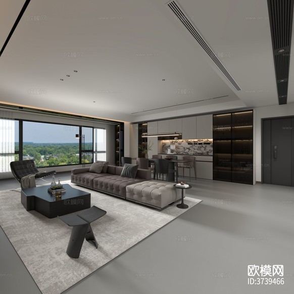 意式客厅装修效果图-免费3dmax模型库-欧模网