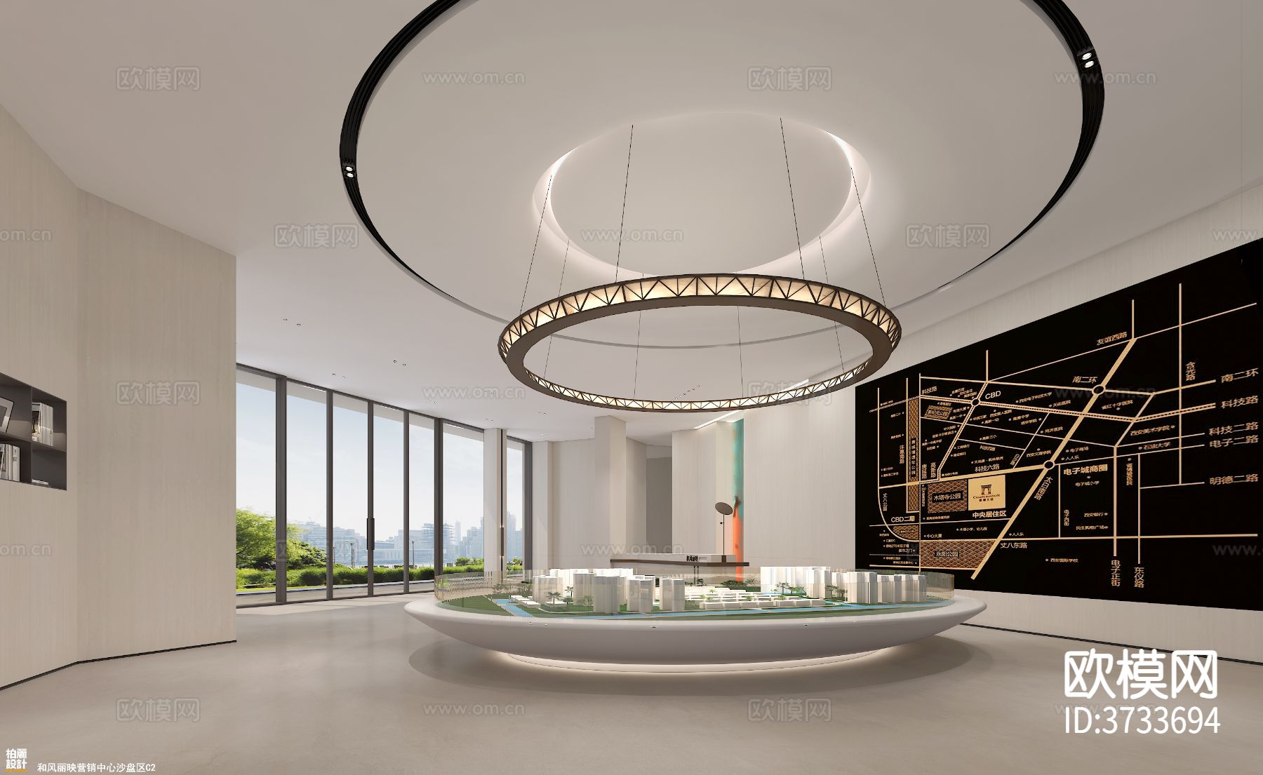 现代营销中心沙盘效果图下载（渲染图1）