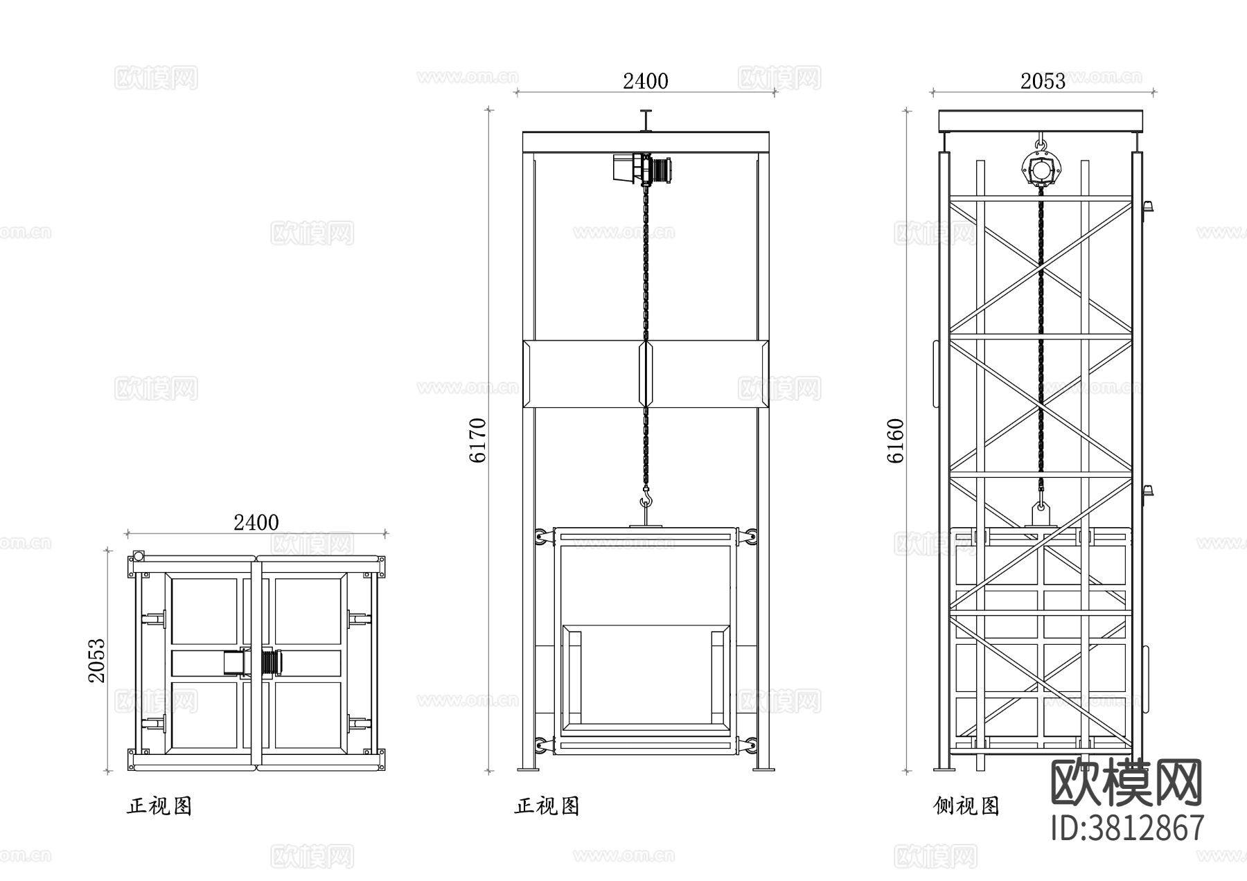 货物电梯cad图库下载