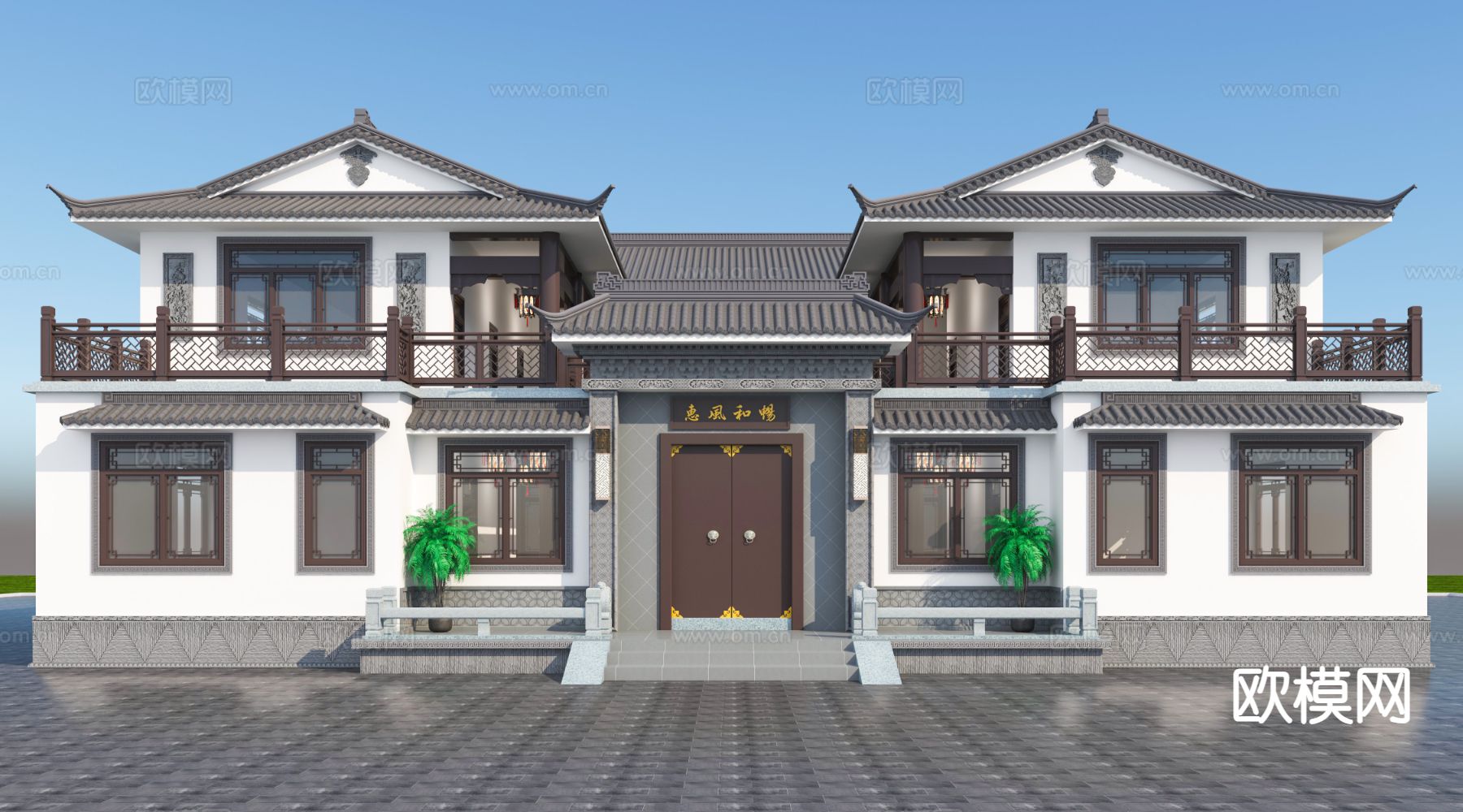 中式四合院 三合院3d模型