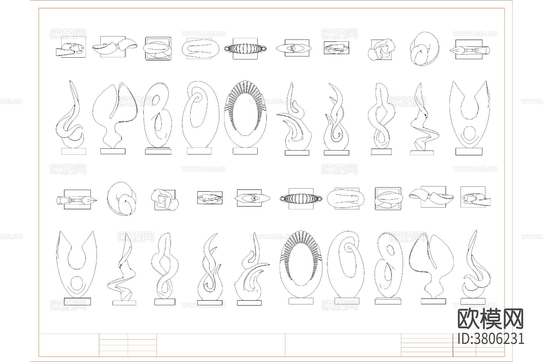 艺术装置 景观雕塑小品CAD图库下载（渲染图8）