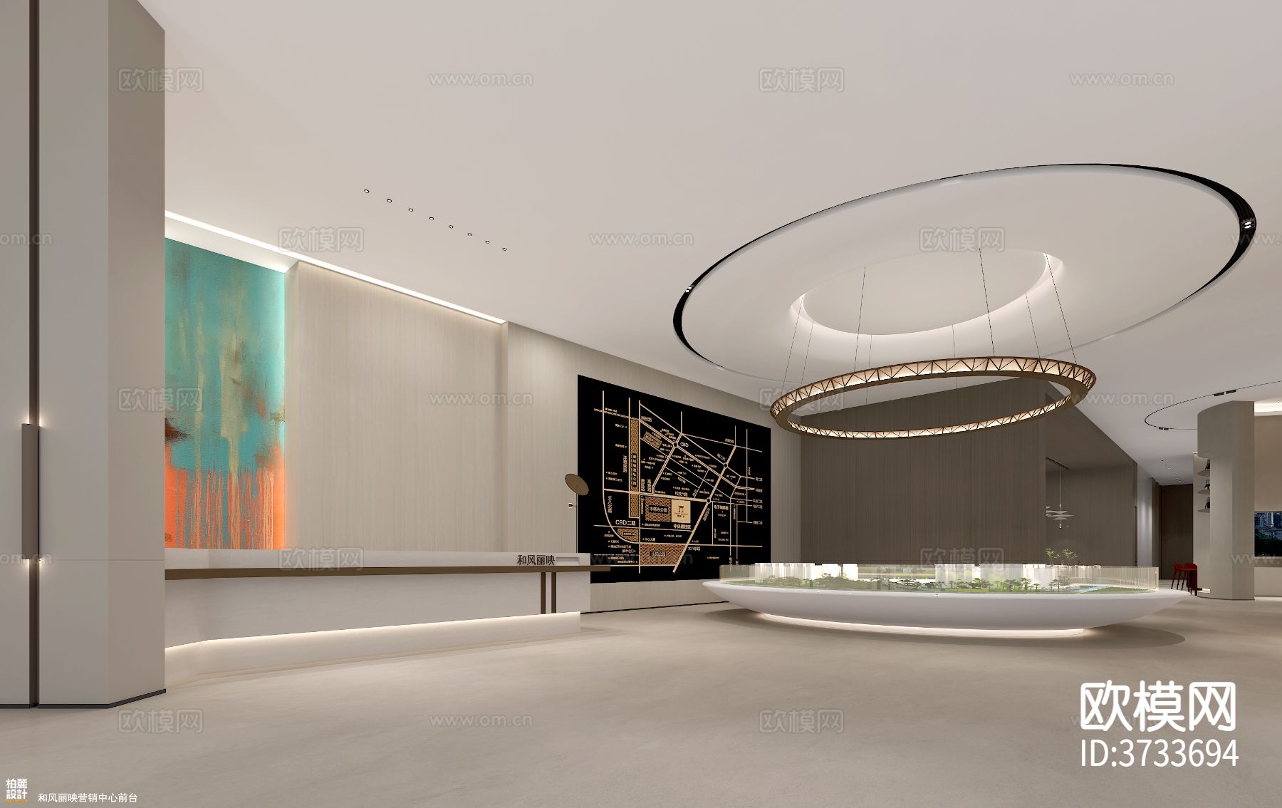 现代营销中心沙盘效果图下载（渲染图2）