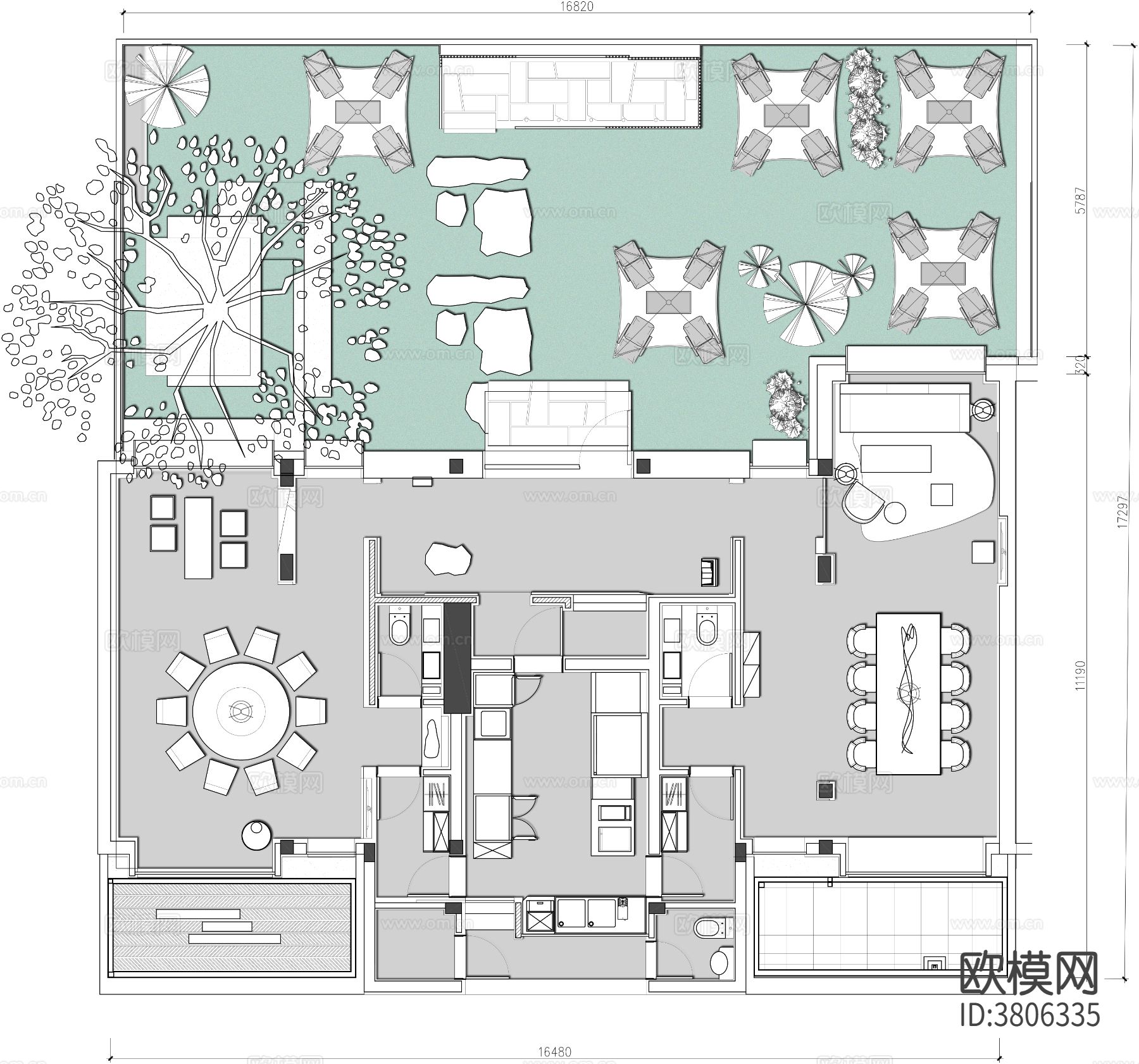 民宿景区餐厅CAD平面图