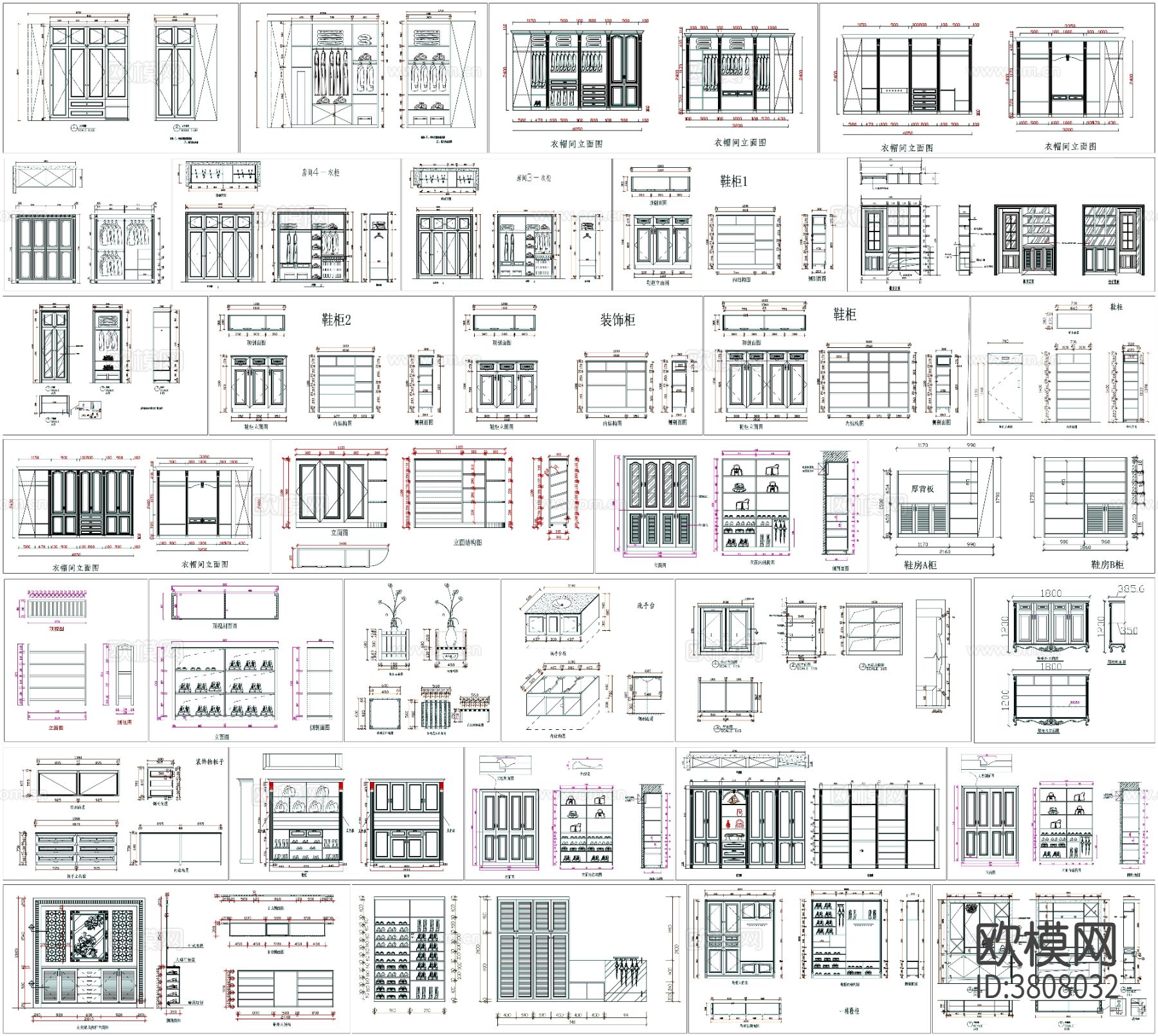 衣柜 鞋柜 衣帽间 衣柜素材 衣柜CAD图库