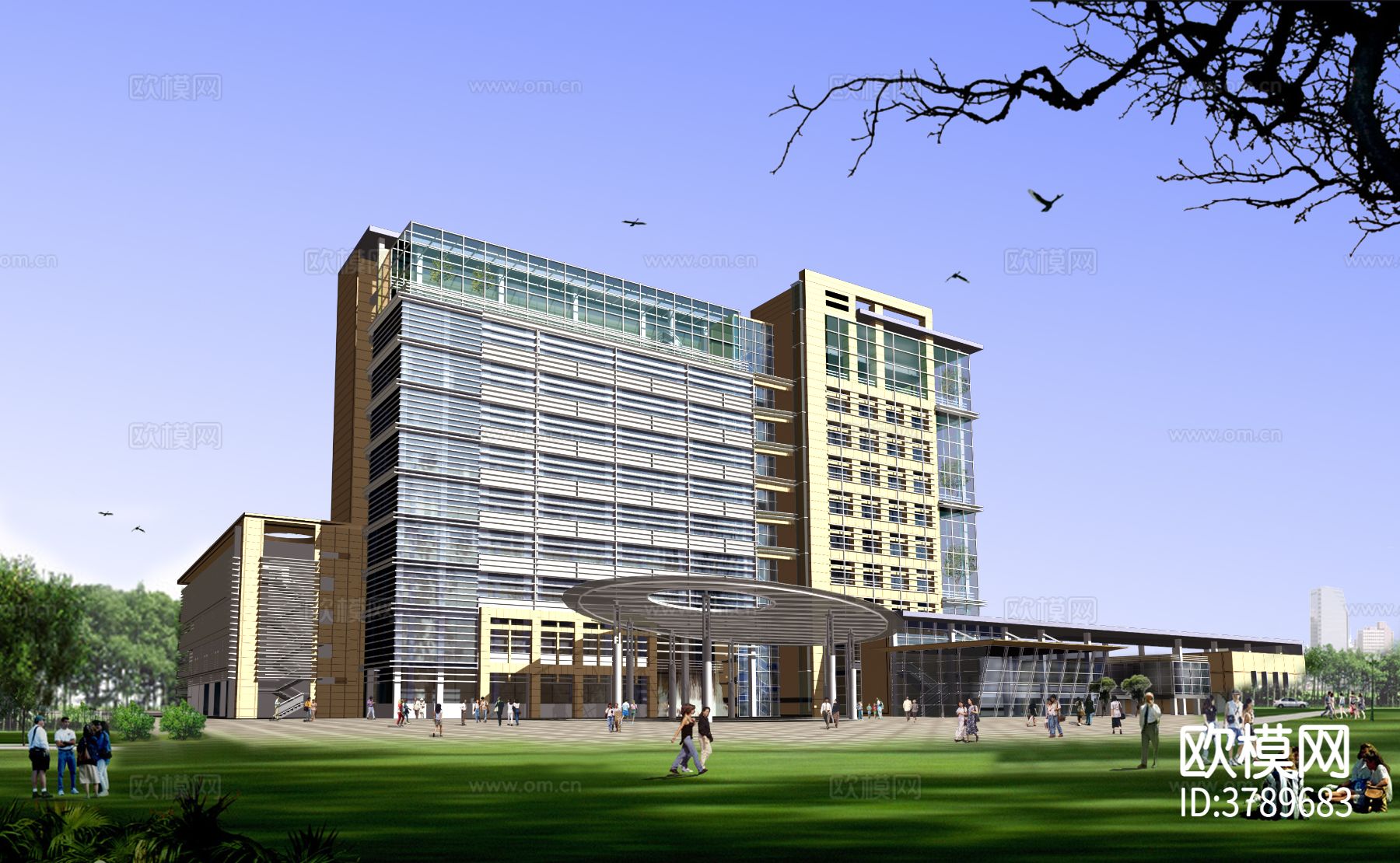 现代办公楼效果图下载（渲染图3）