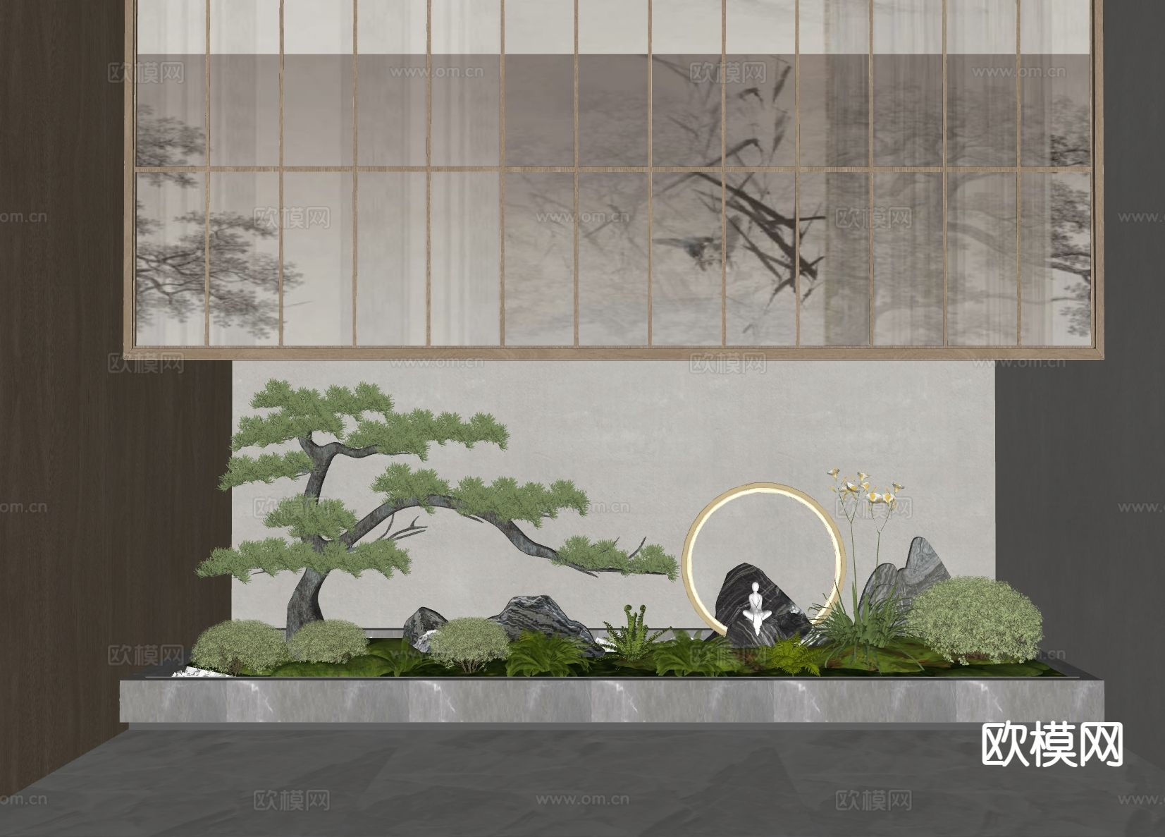 松树造景 植物堆su模型下载（渲染图1）