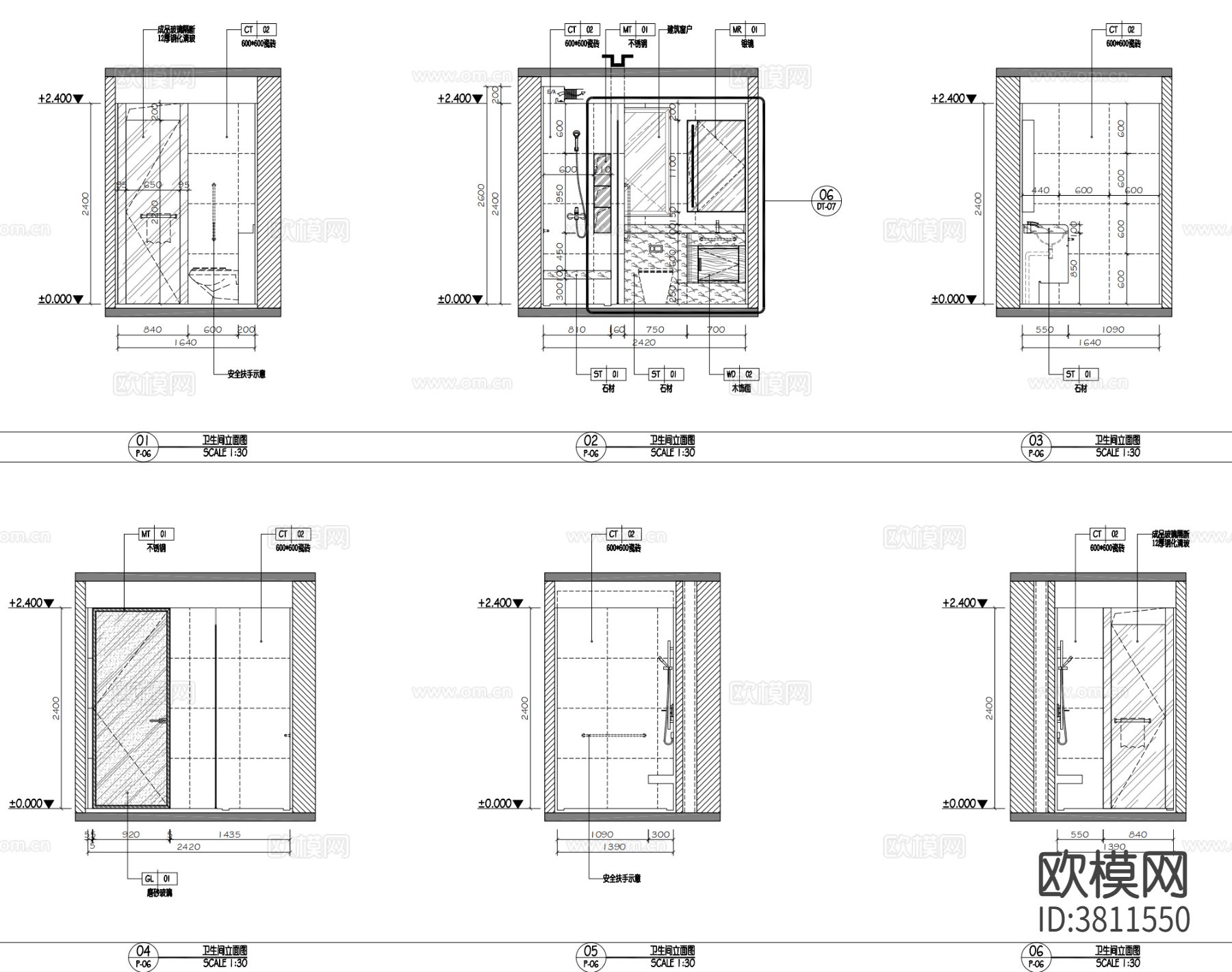 90m²小平层家装cad施工图