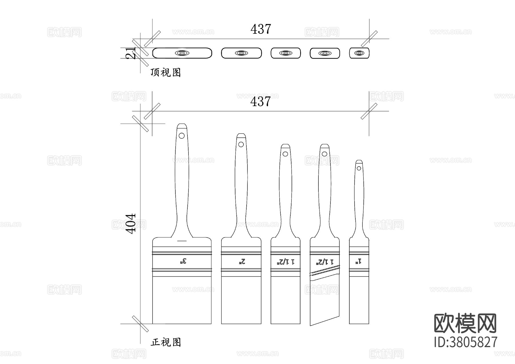 刷子平面图 刷子结构图下载