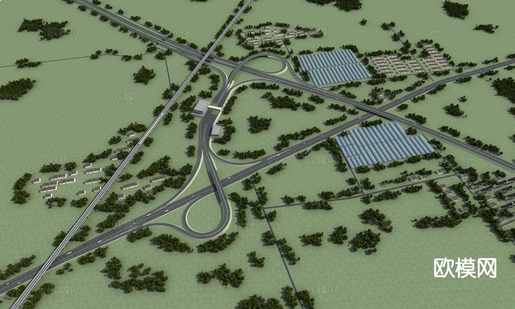 鲁山东互通公路 城市道路3d模型