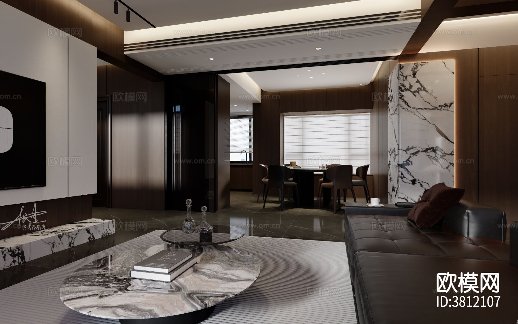 意式轻奢客餐厅效果图下载（渲染图5）