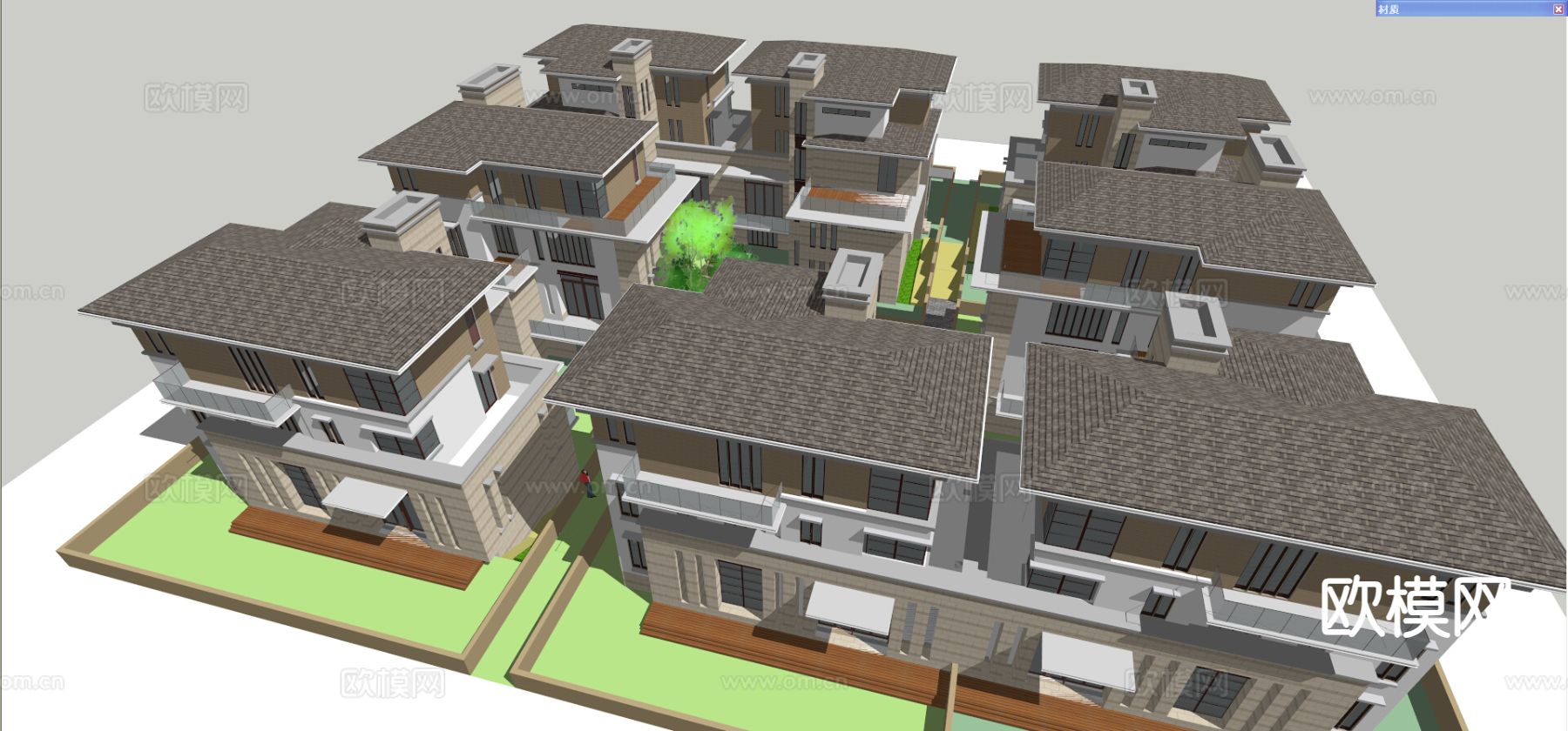 新中式古建 四合院su模型